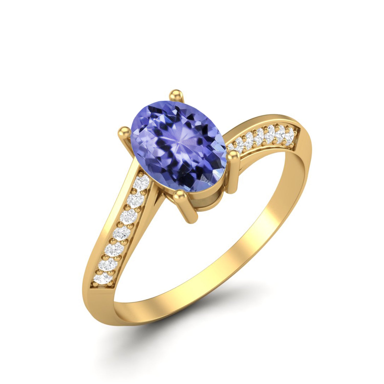 Anello solitario con tanzanite ovale in argento sterling 925 per donna