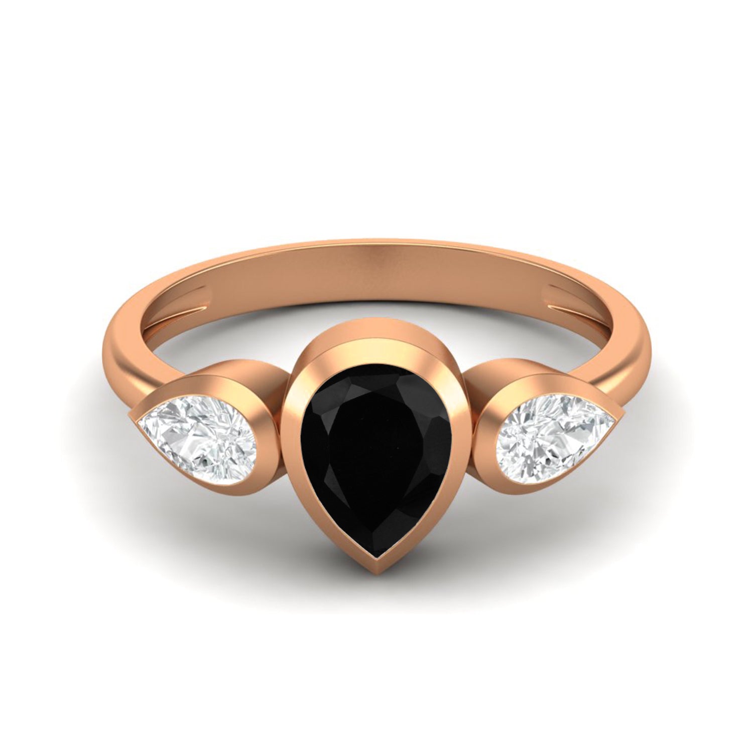 Anello di fidanzamento in argento sterling 925 con spinello nero a forma di pera per donna