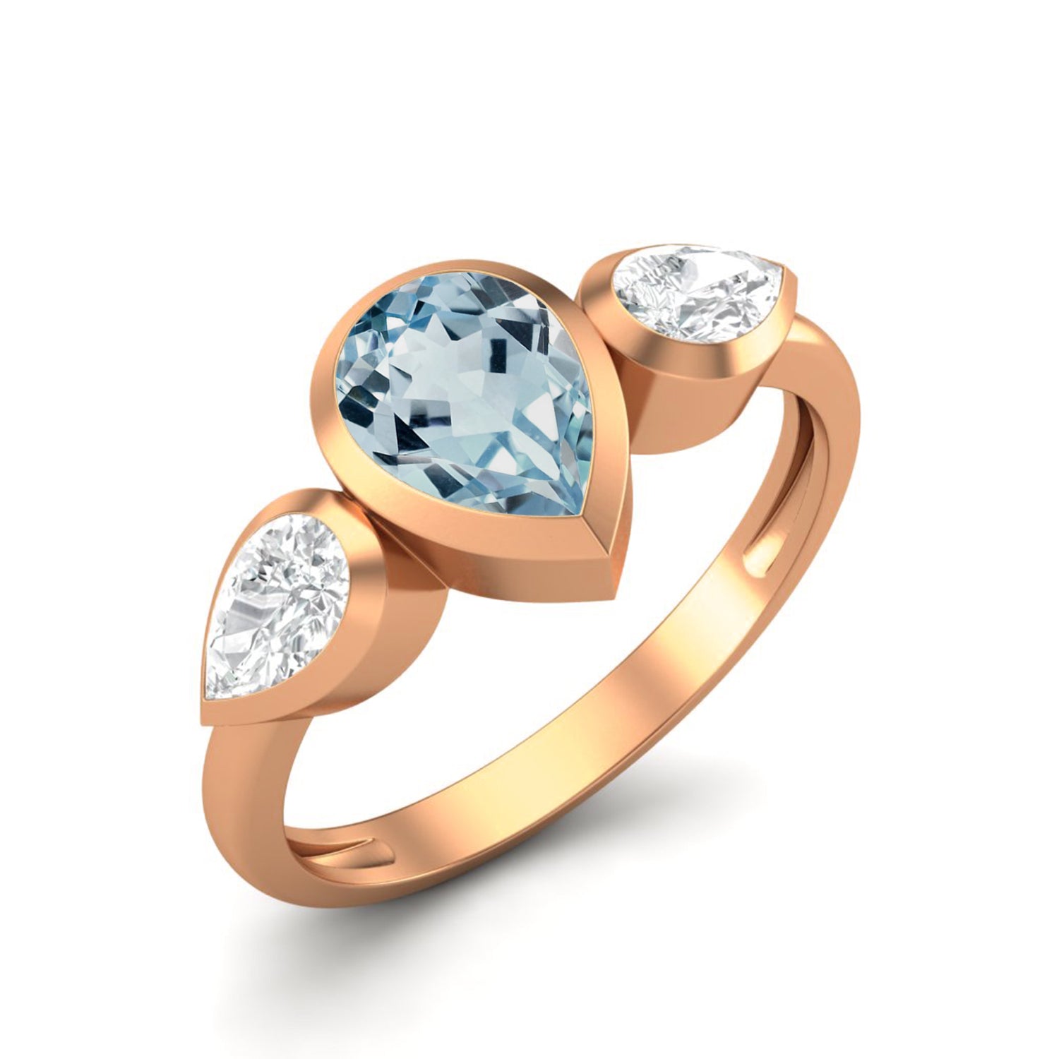 Anello con tre pietre preziose in topazio blu naturale, argento sterling 925, 1,25 carati.