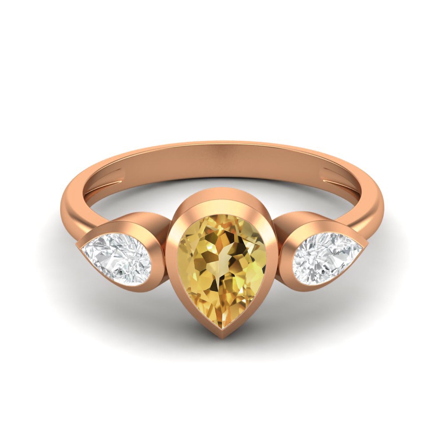 Citrine Teardrop Three-Stone Ring – Sterling Silver