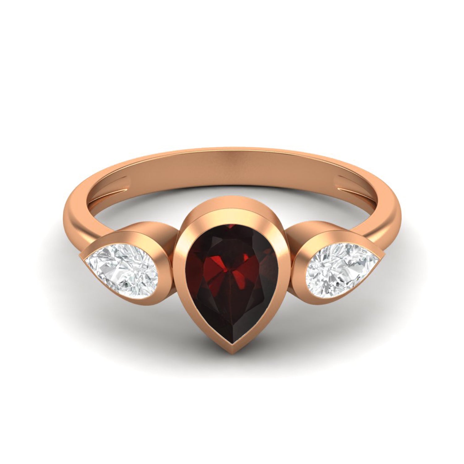 Garnet Three-Stone Engagement Ring – Sterling Silver