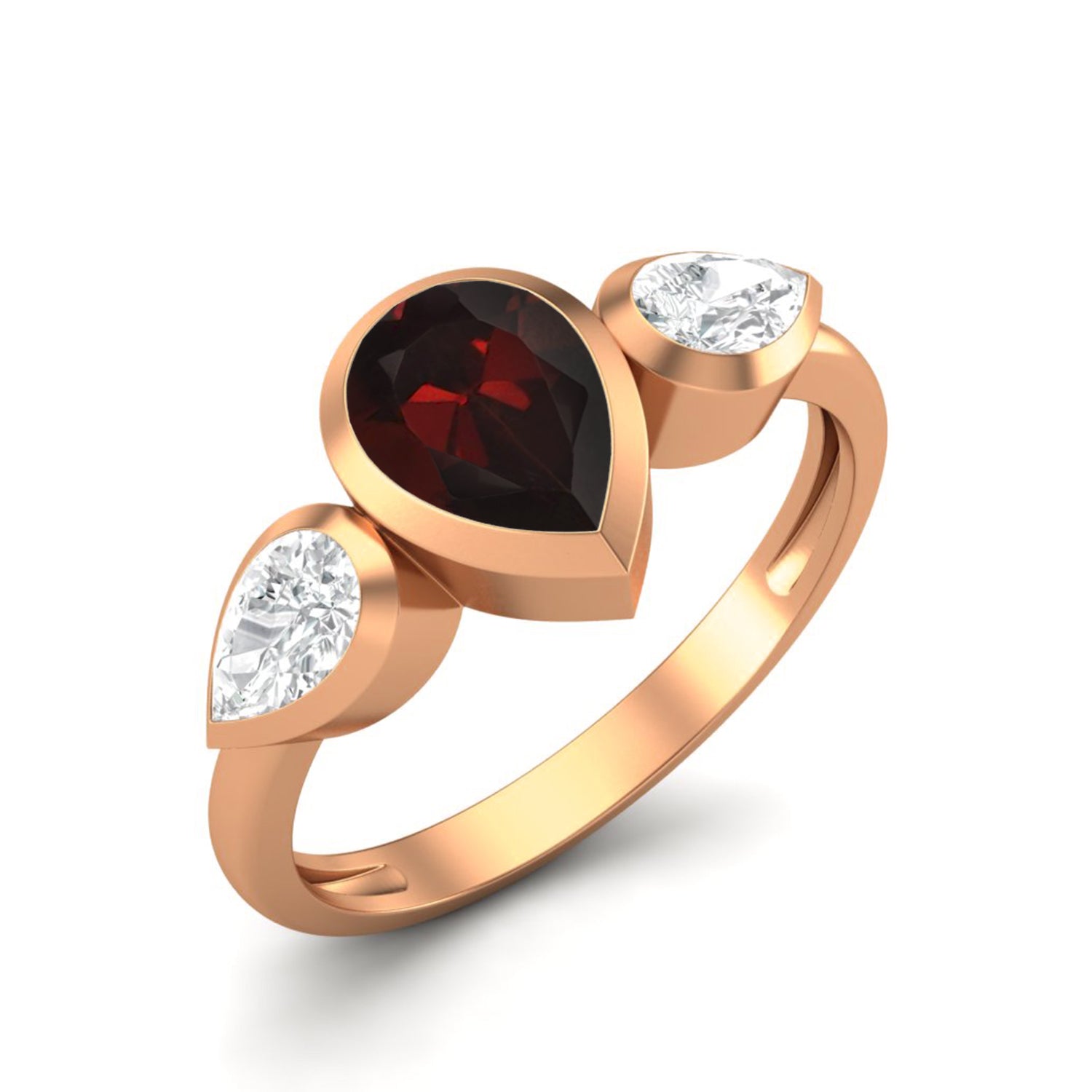 Garnet Three-Stone Engagement Ring – Sterling Silver