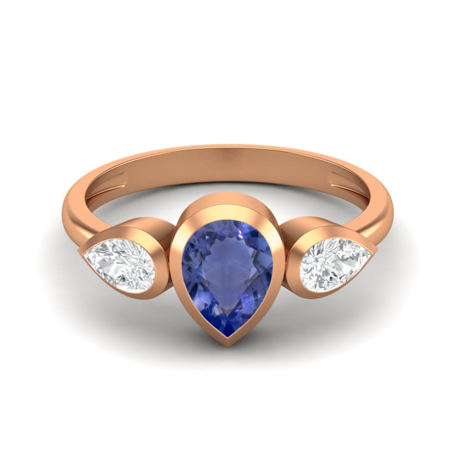 Tanzanite Three Stone Modern Ring – Sterling Silver