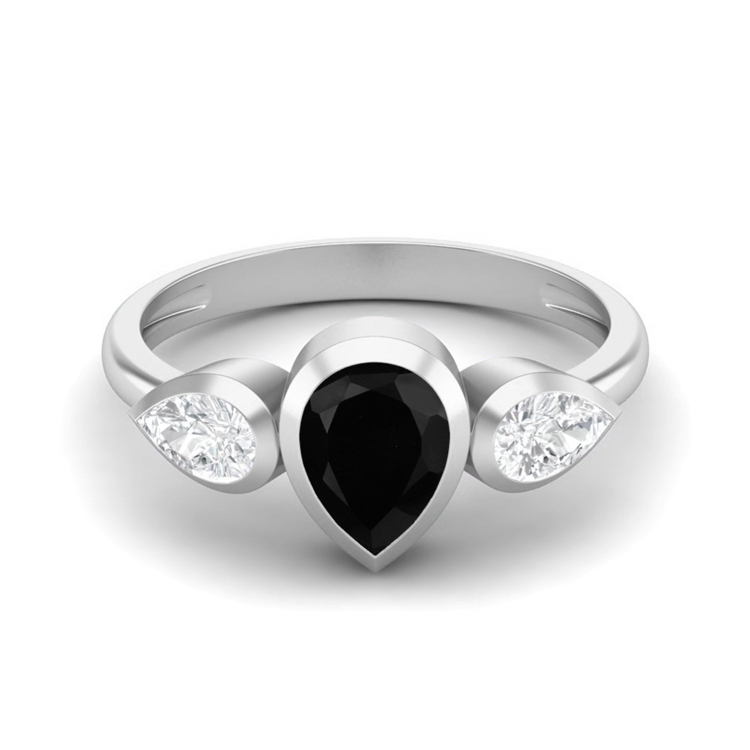 Anello di fidanzamento in argento sterling 925 con spinello nero a forma di pera per donna