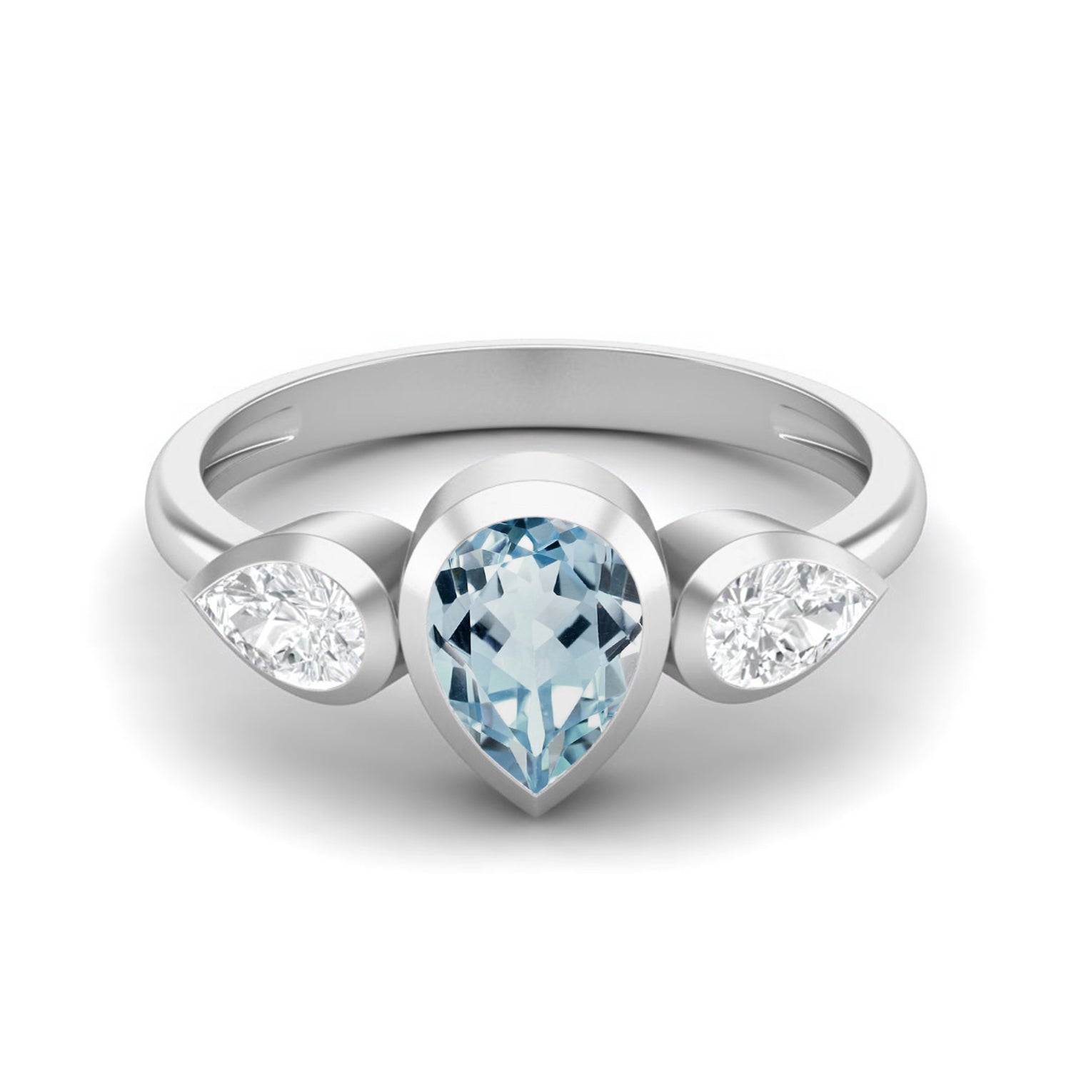 Anello con tre pietre preziose in topazio blu naturale, argento sterling 925, 1,25 carati.