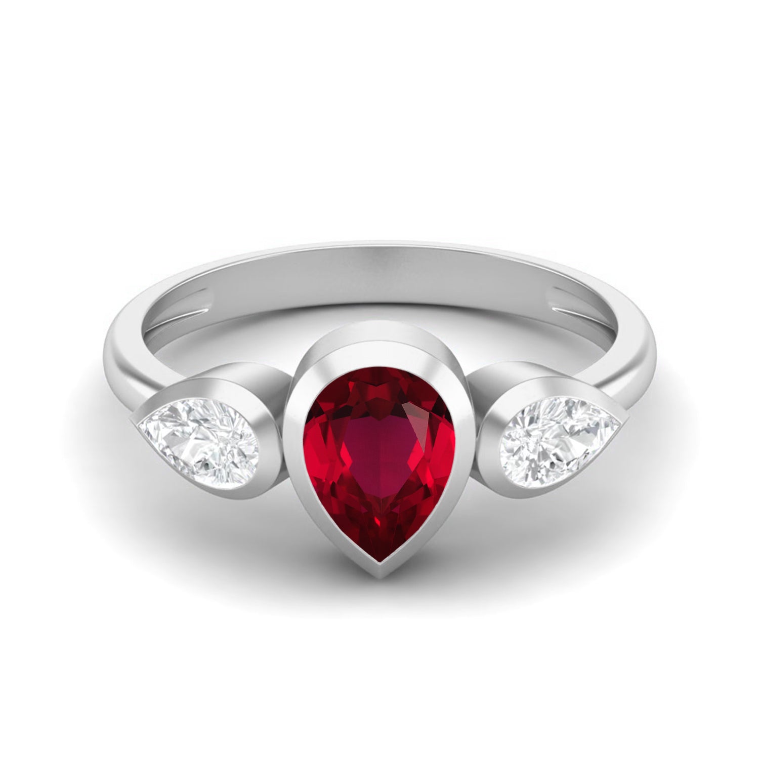 Ruby Three-Stone Ring - Sterling Silver