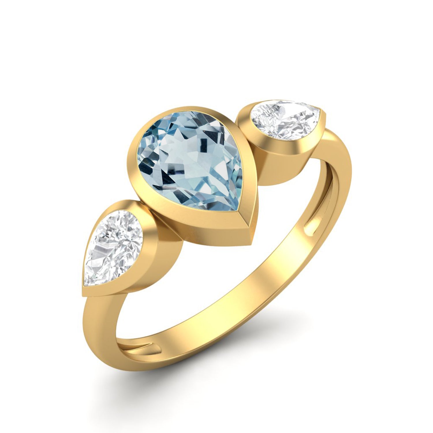 Anello con tre pietre preziose in topazio blu naturale, argento sterling 925, 1,25 carati.