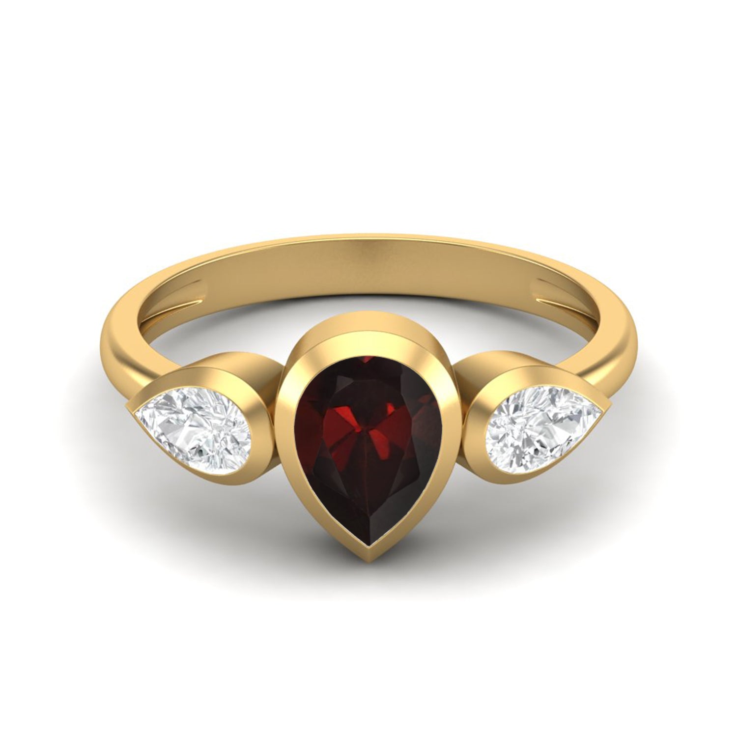 Garnet Three-Stone Engagement Ring – Sterling Silver