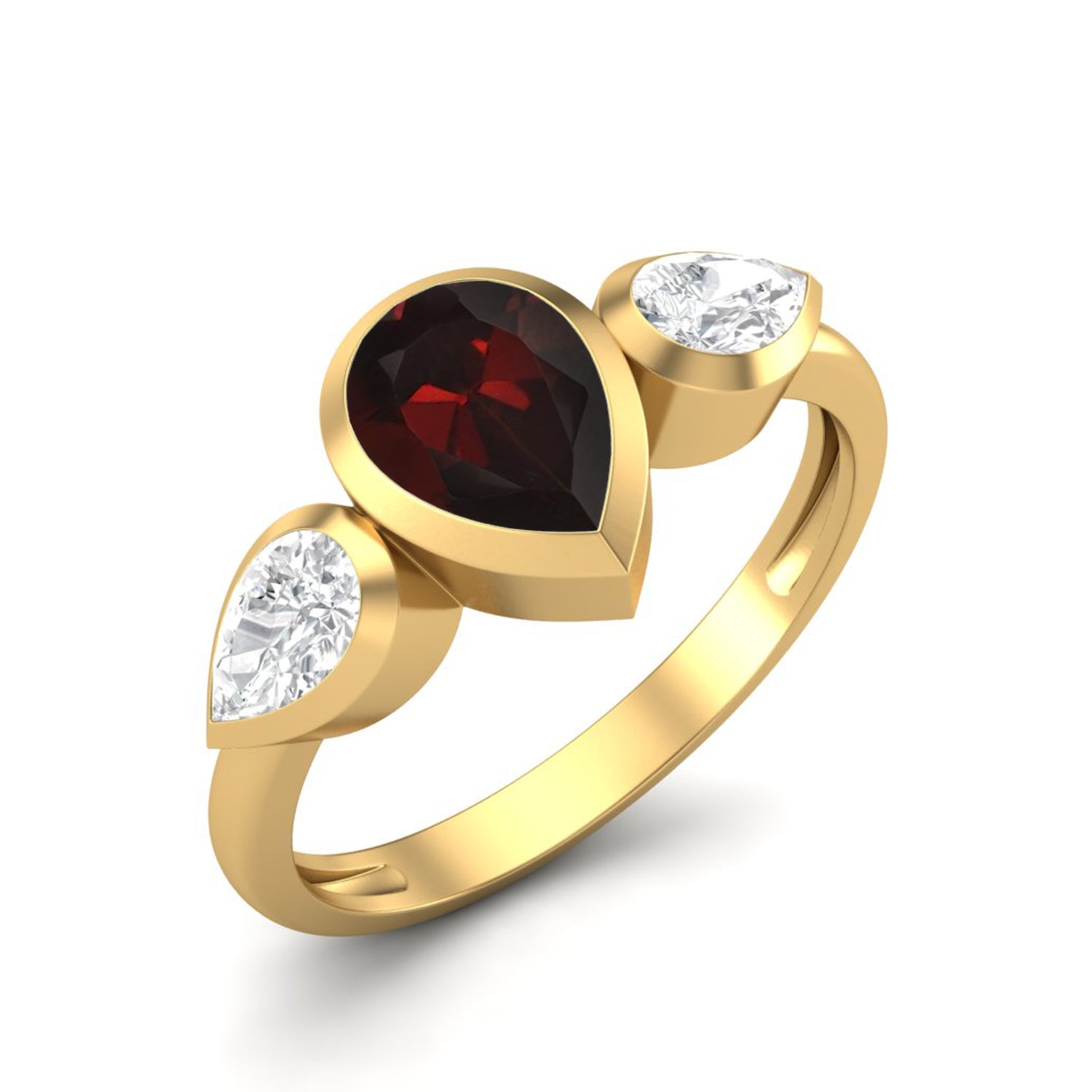 Garnet Three-Stone Engagement Ring – Sterling Silver