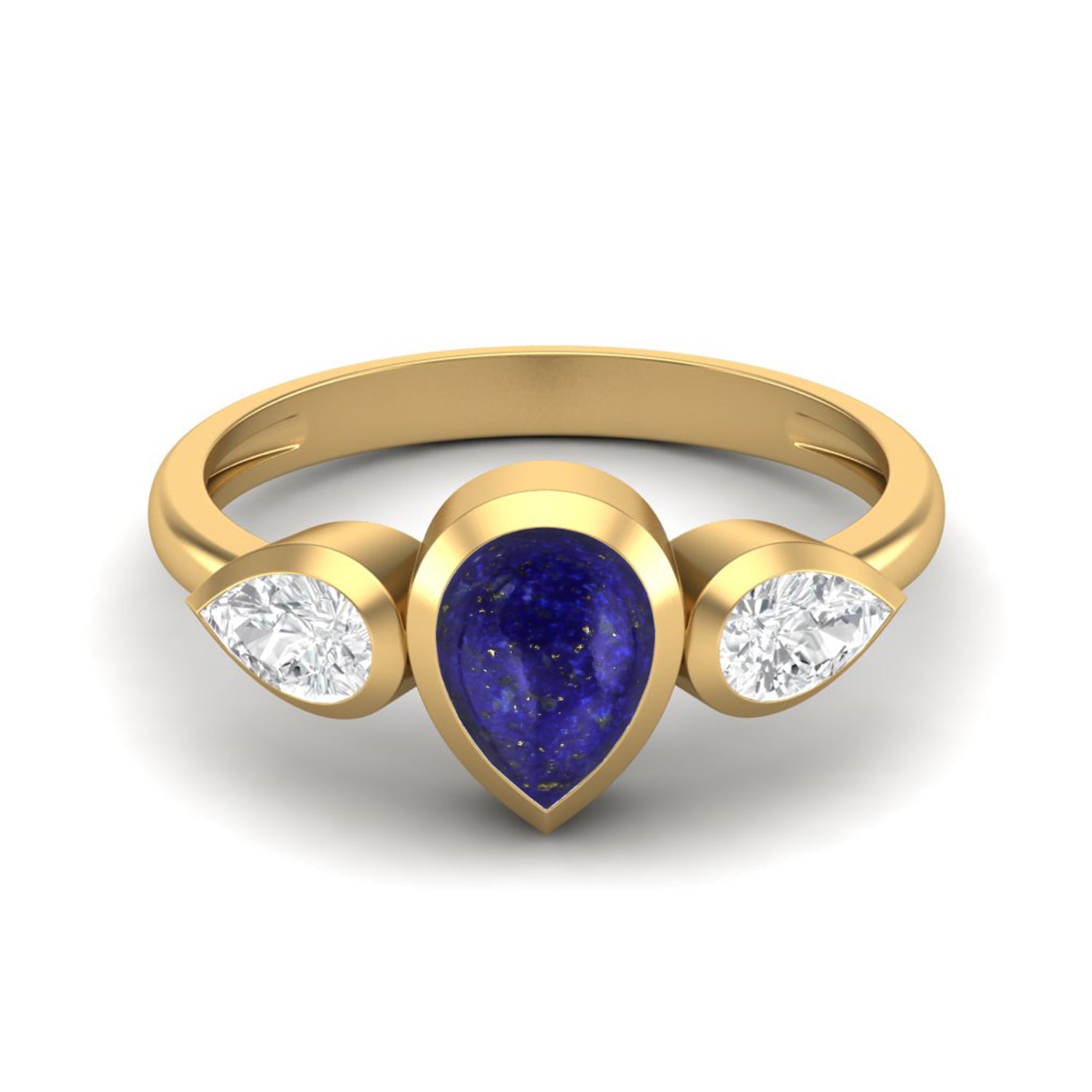Lapis lazuli Three Stone Modern Ring – Sterling Silver