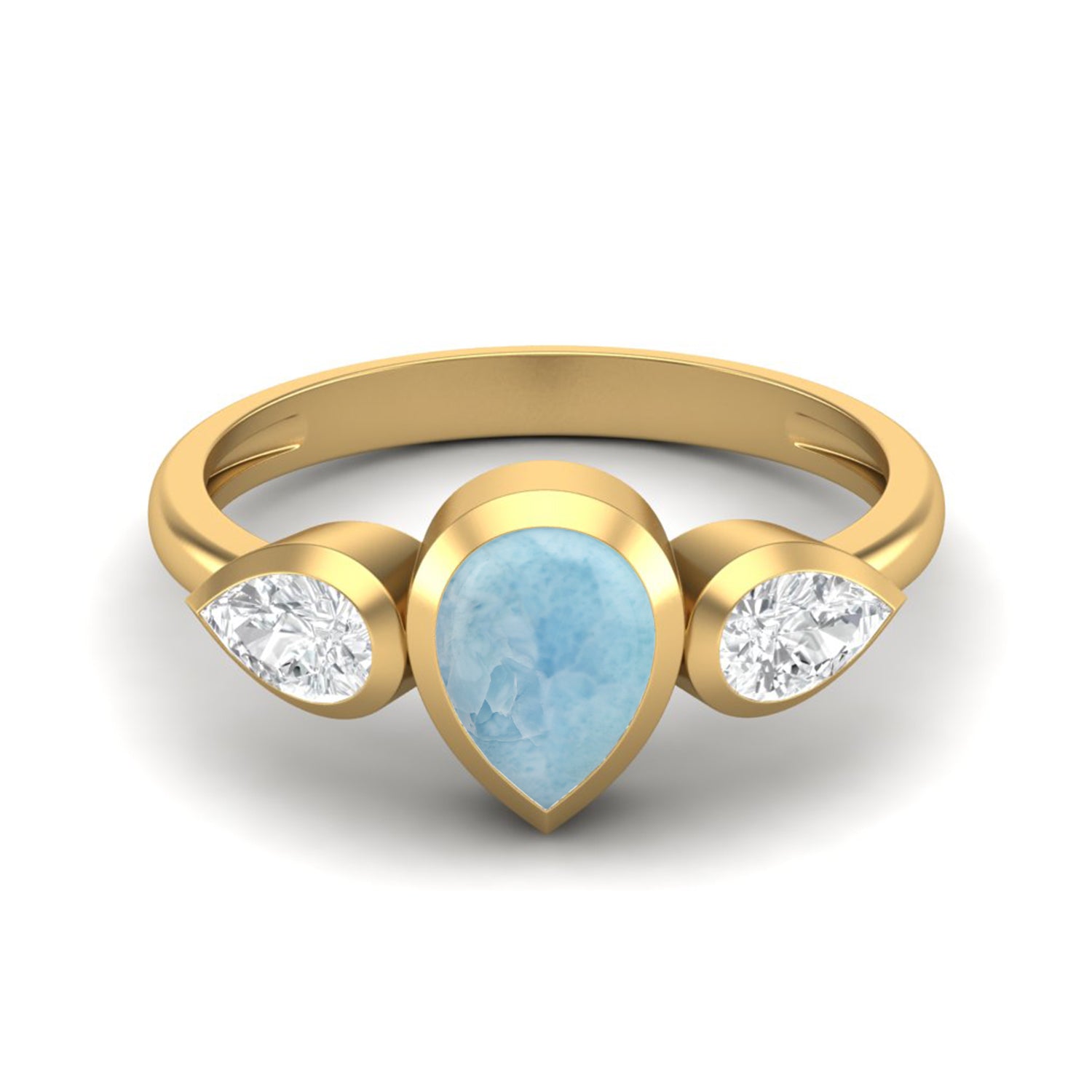 Larimar Three Stone Modern Ring – Sterling Silver
