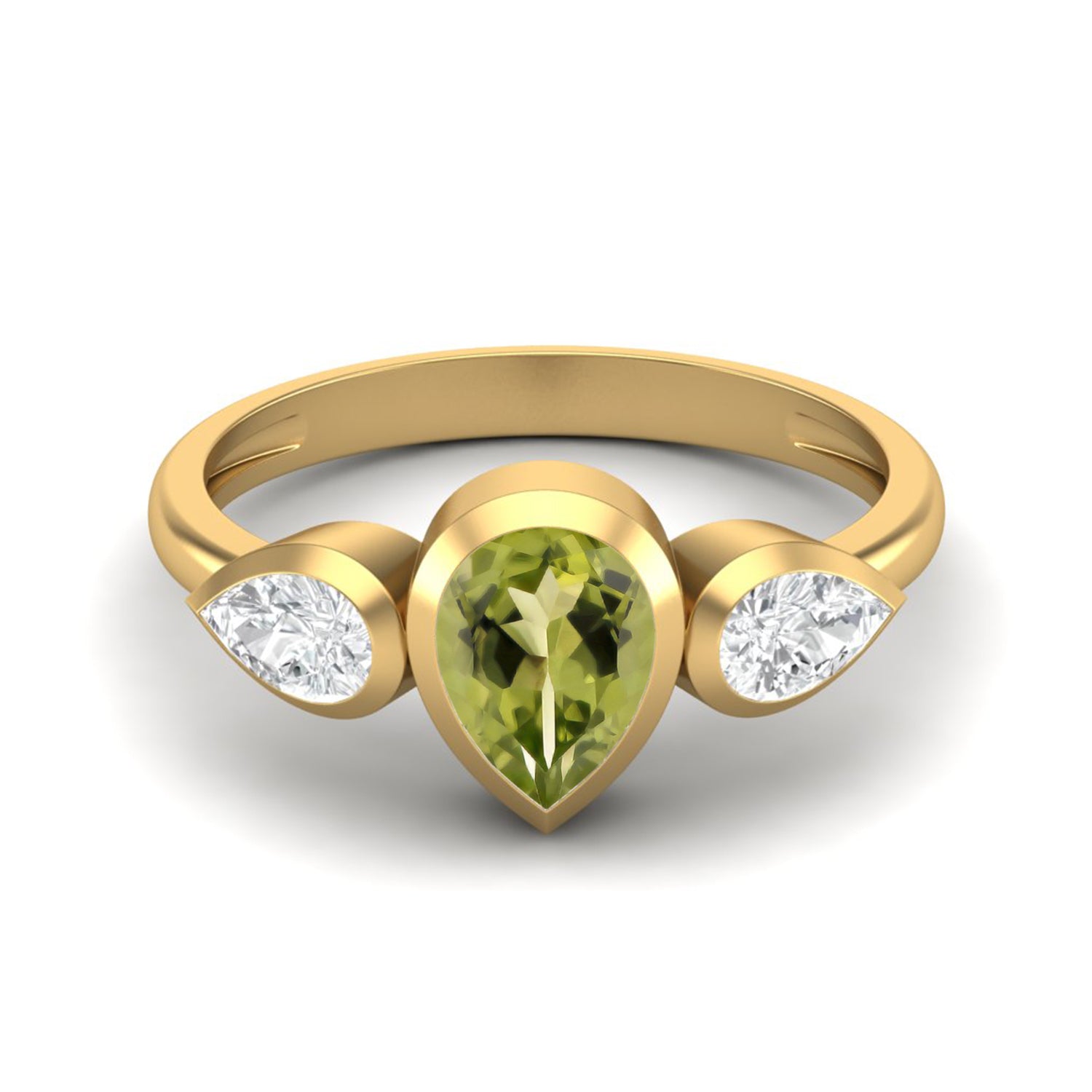 Peridot Three Stone Modern Ring – Sterling Silver