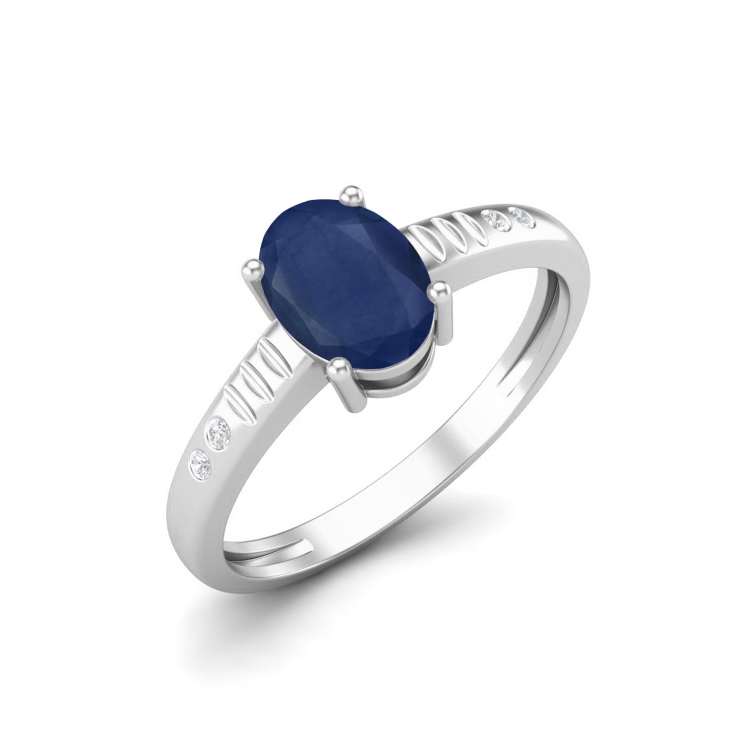 Anello di fidanzamento con solitario in zaffiro blu classico, anello in argento sterling 925, anello di promessa per lei