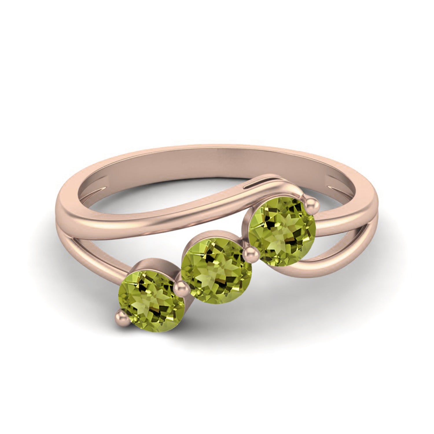Anello con fascia bypass a tripla pietra di peridoto – Argento sterling