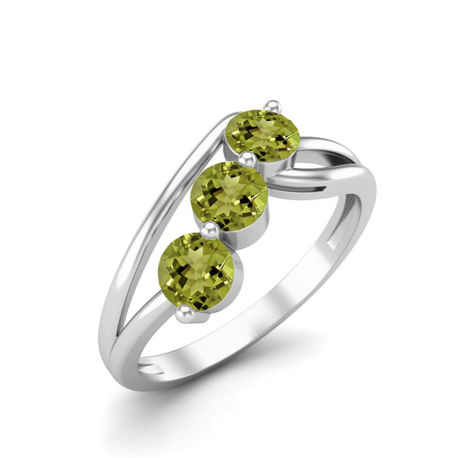 Anello con fascia bypass a tripla pietra di peridoto – Argento sterling