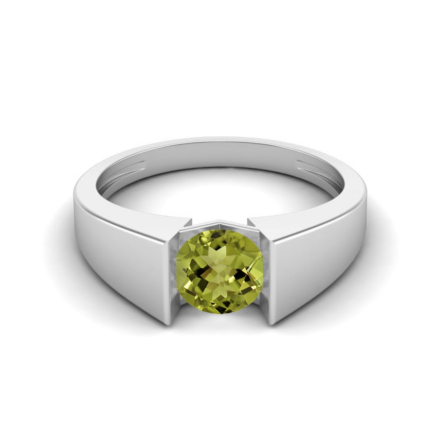 Peridot Modern Bezel-Inspired Design Ring – Sterling Silver