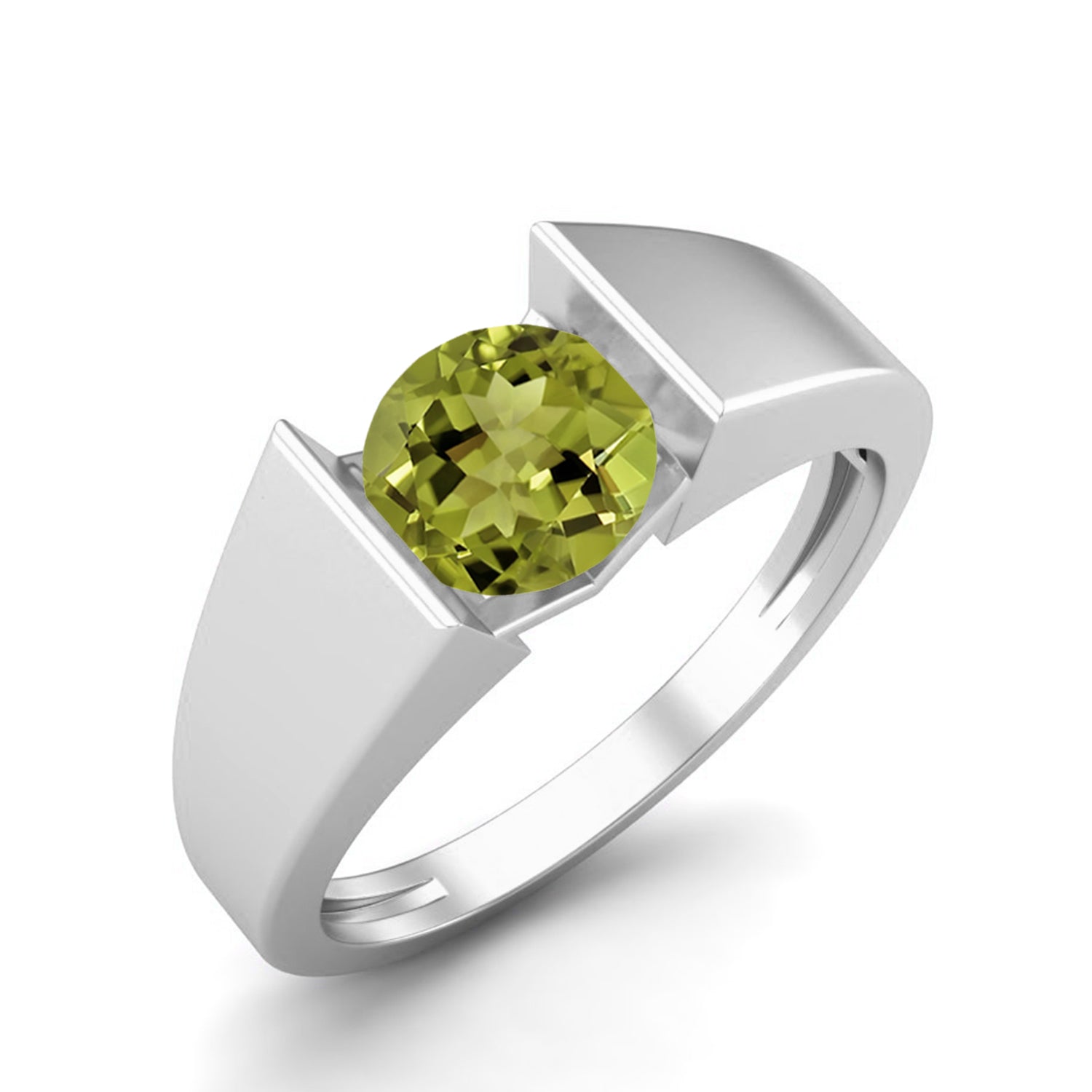 Anello con design moderno ispirato alla castone in peridoto – Argento Sterling