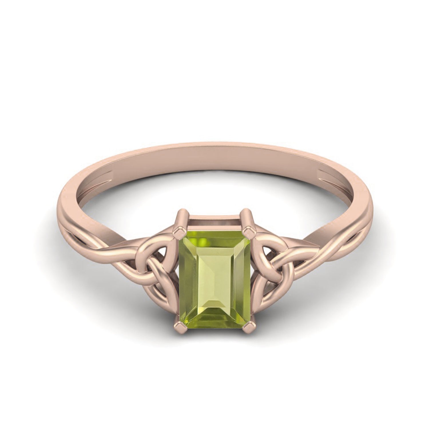 Anello con nodo celtico in peridoto – Argento Sterling