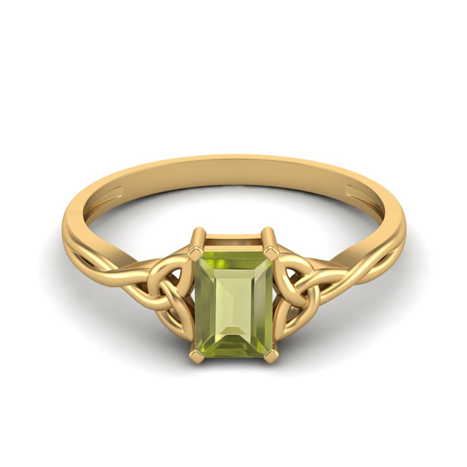 Anello con nodo celtico in peridoto – Argento Sterling