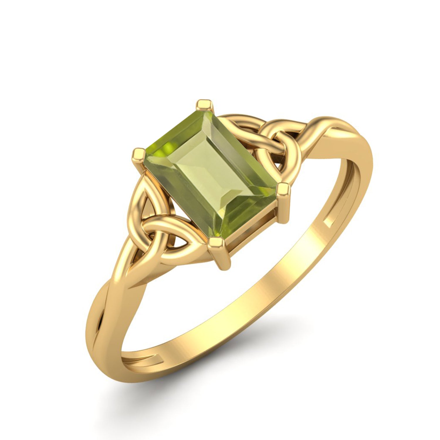 Anello con nodo celtico in peridoto – Argento Sterling