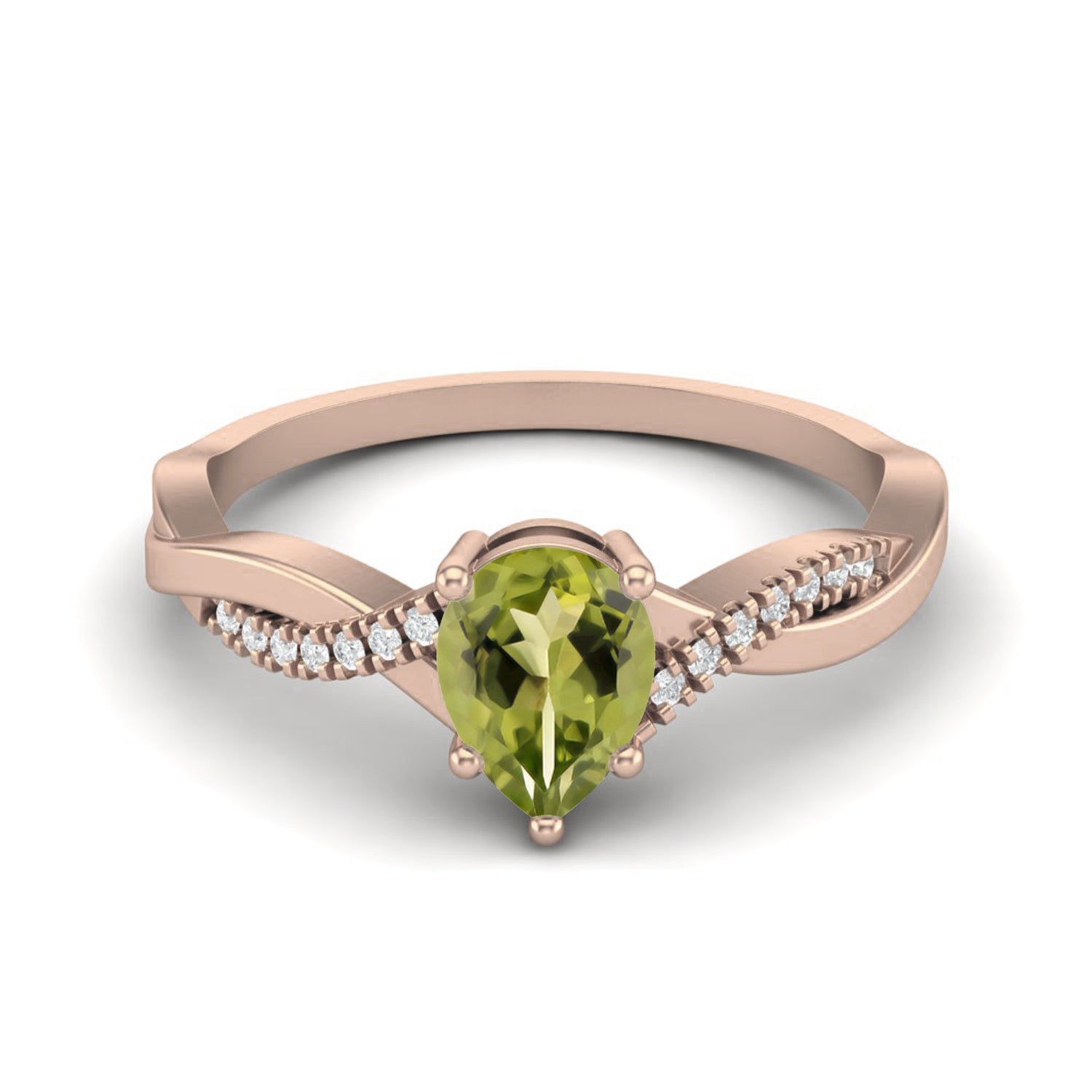 Peridot Twisted Accent Band Ring – Sterling Silver