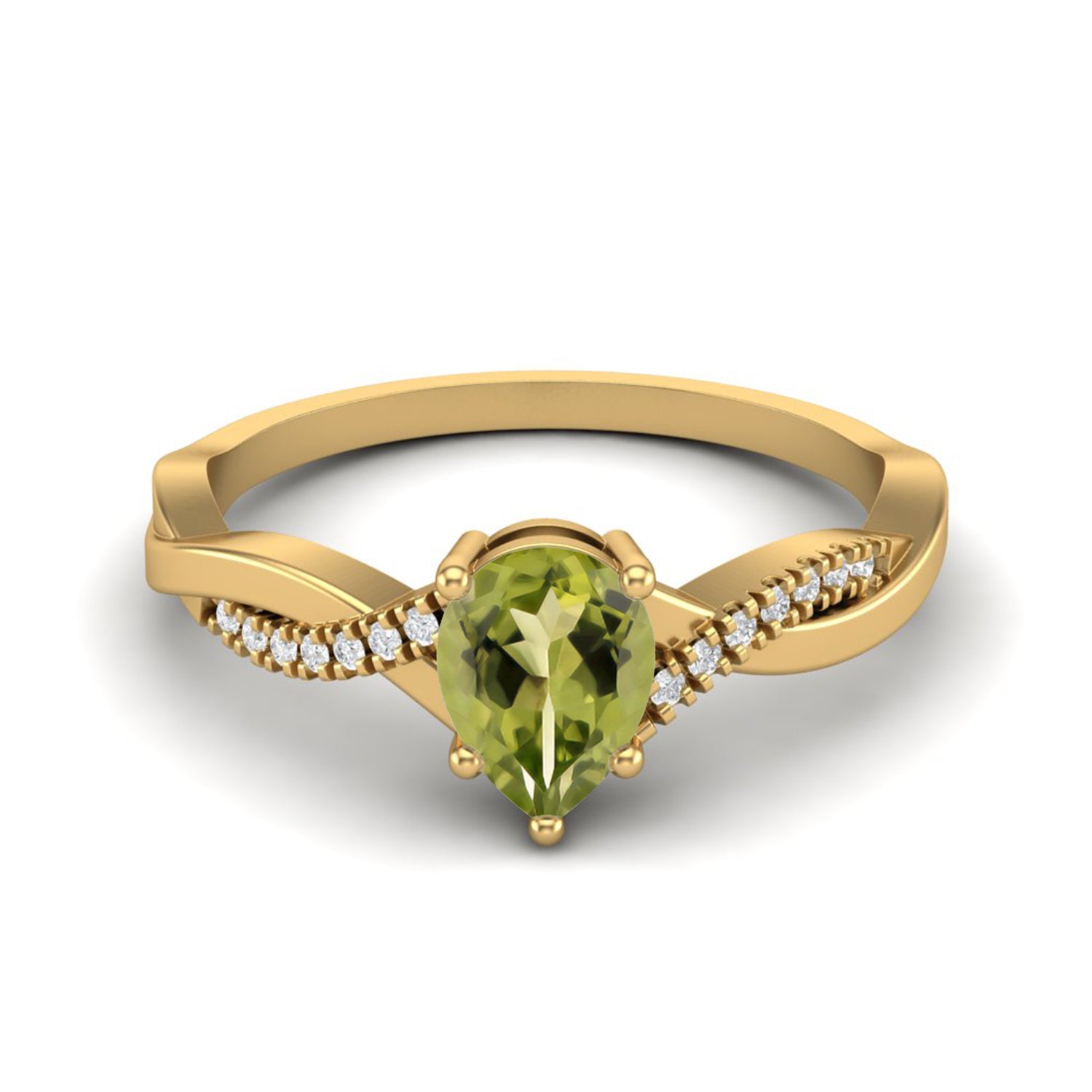 Peridot Twisted Accent Band Ring – Sterling Silver