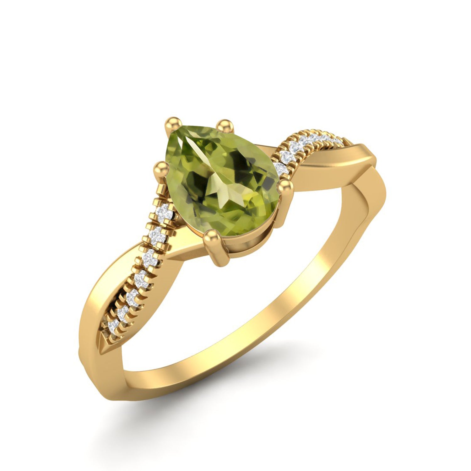 Peridot Twisted Accent Band Ring – Sterling Silver