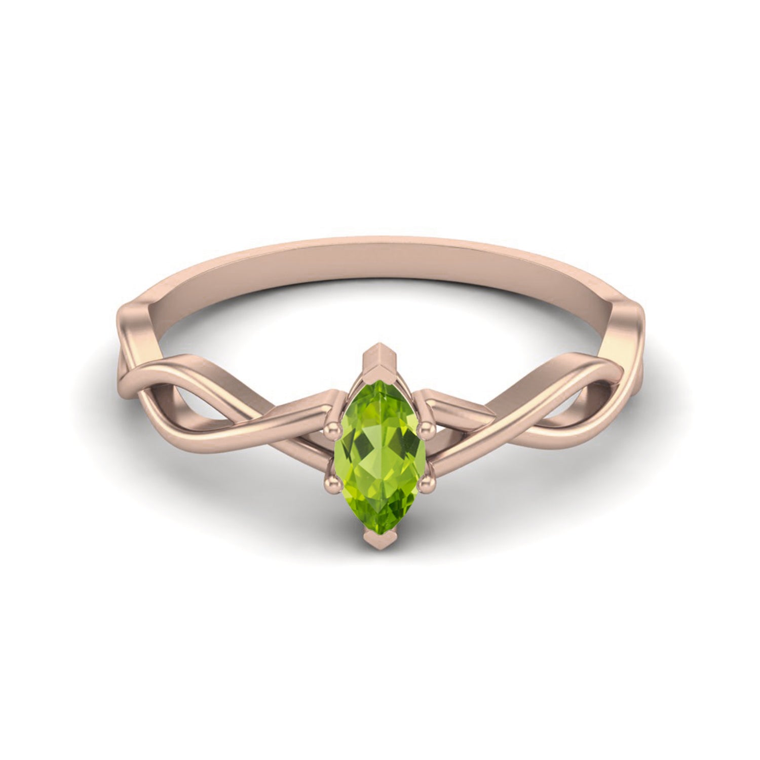 Anello con nodo infinito celtico in peridoto – Argento Sterling