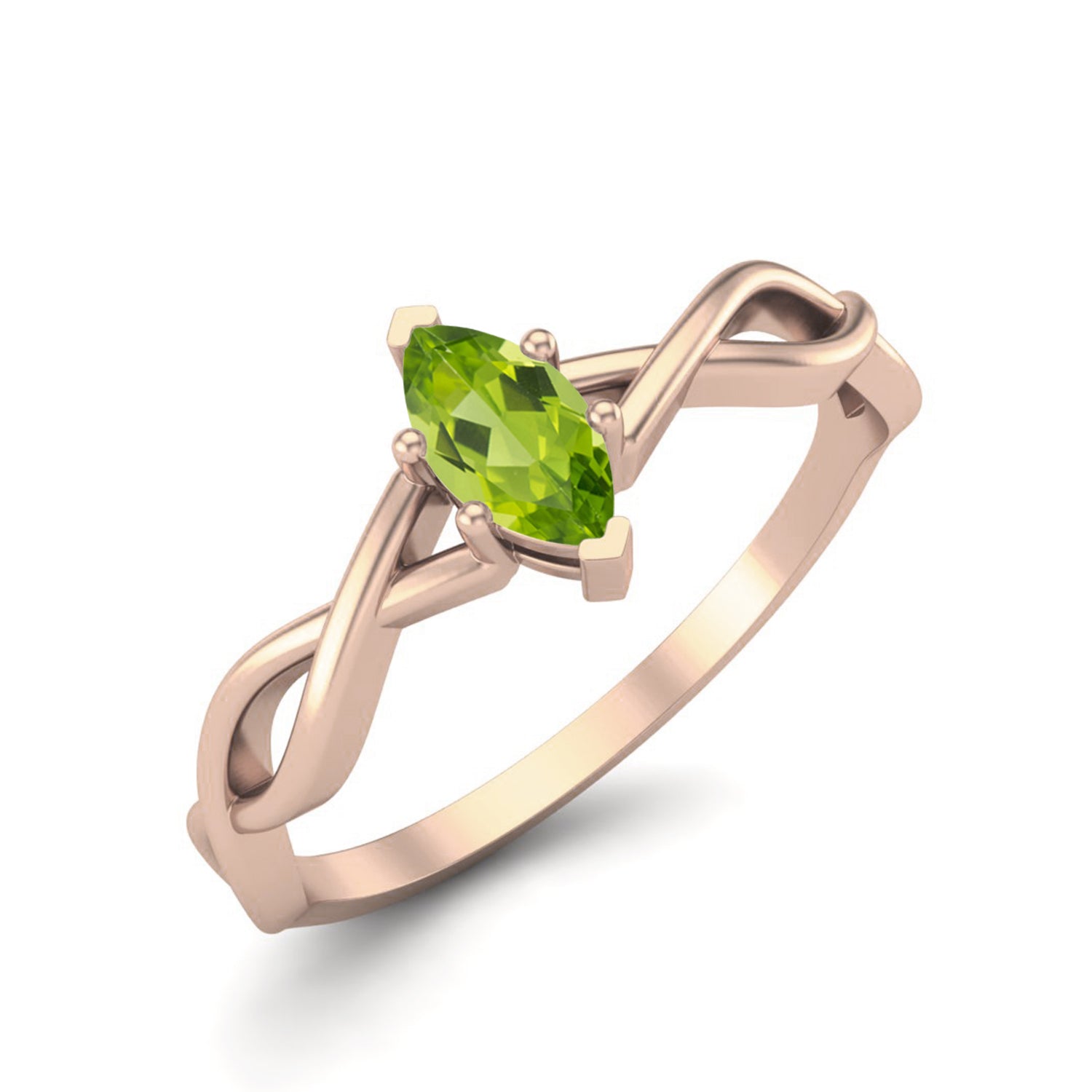 Anello con nodo infinito celtico in peridoto – Argento Sterling