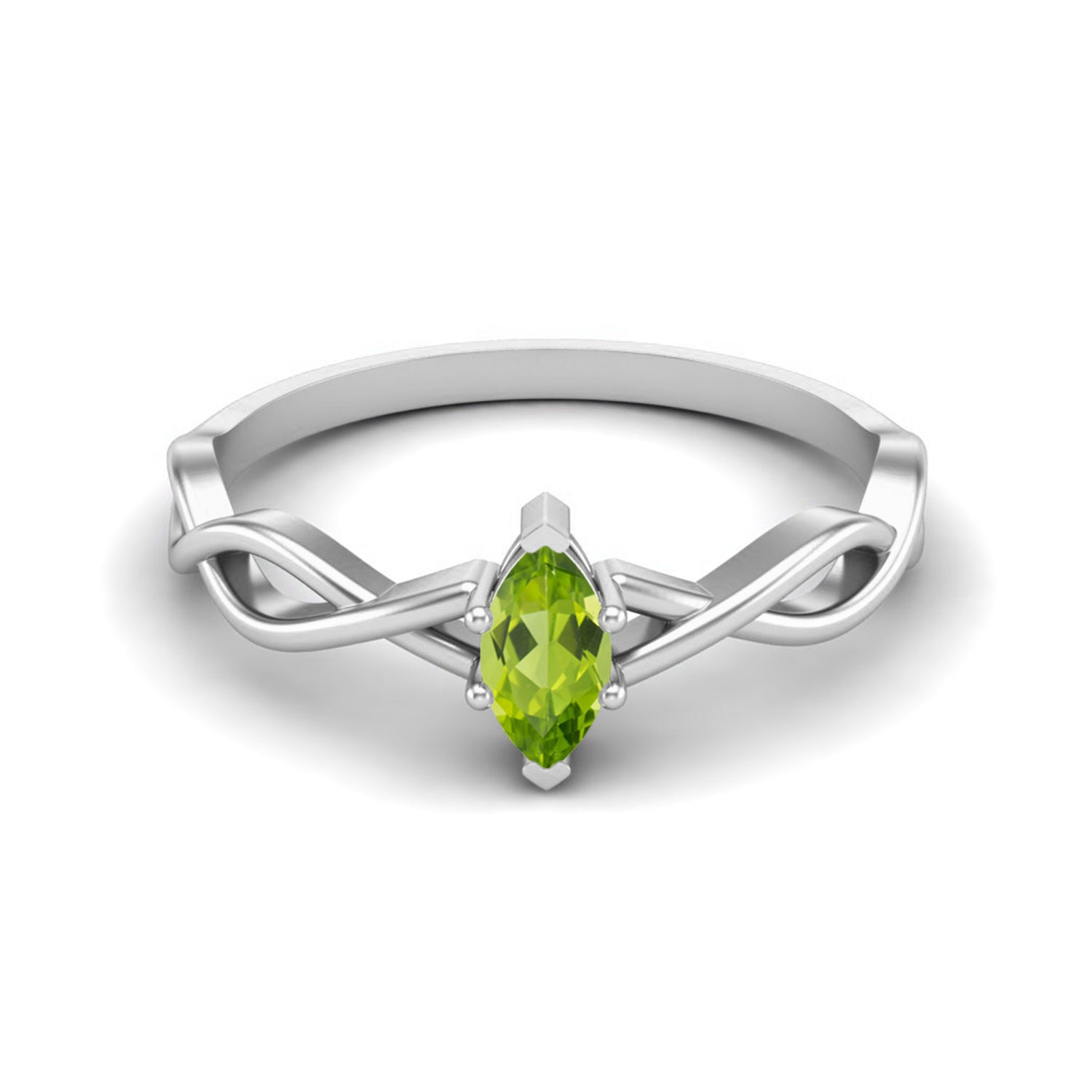 Anello con nodo infinito celtico in peridoto – Argento Sterling