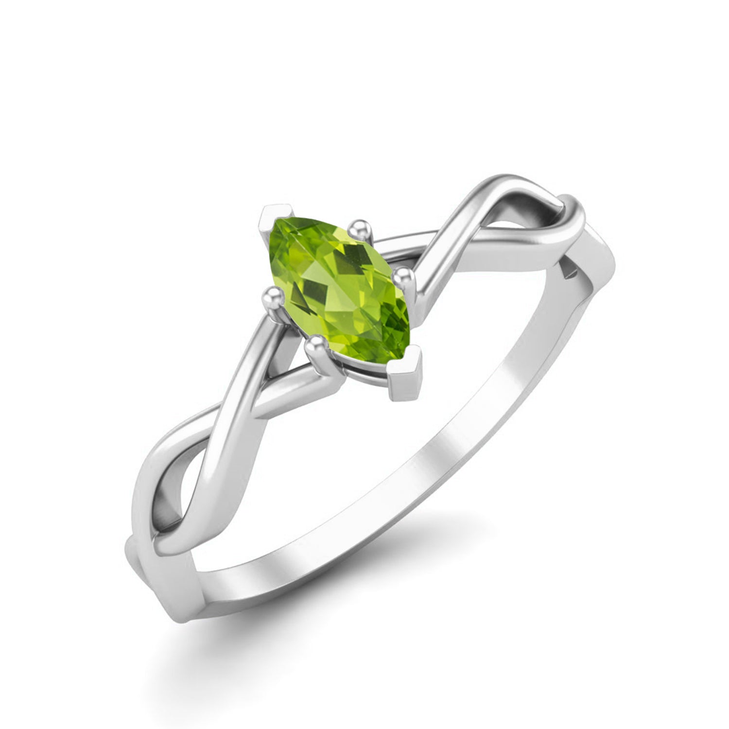 Anello con nodo infinito celtico in peridoto – Argento Sterling