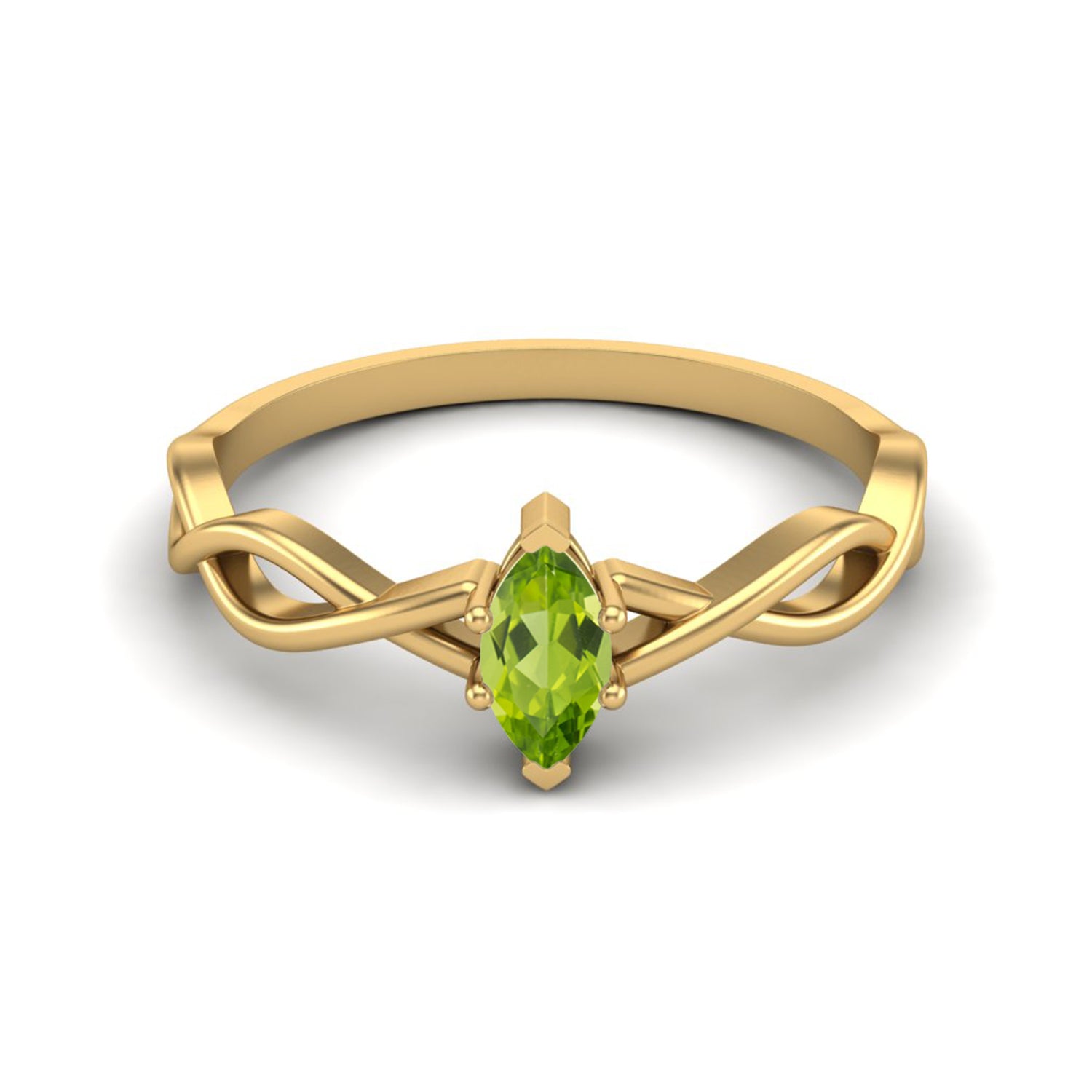 Anello con nodo infinito celtico in peridoto – Argento Sterling