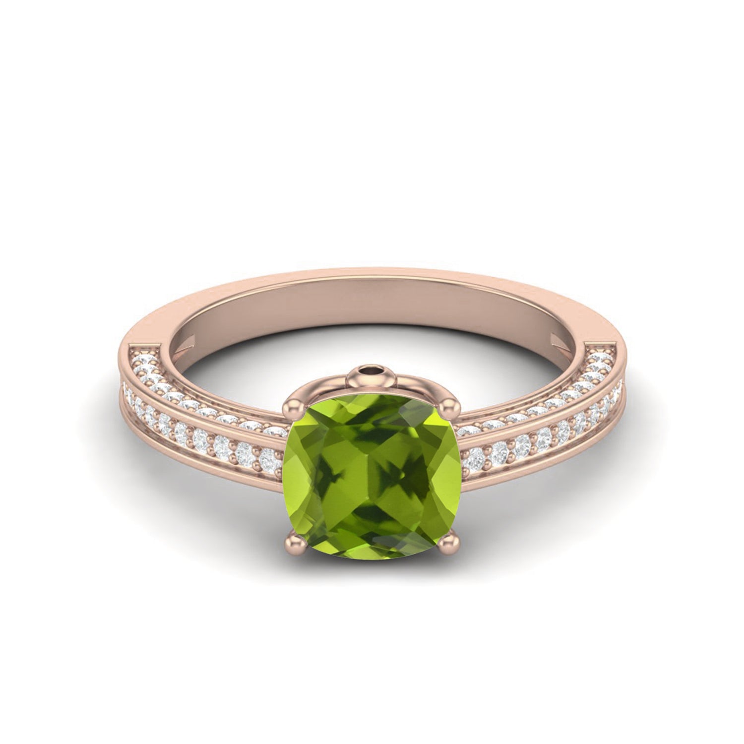 Anello di fidanzamento solitario classico con peridoto - Argento Sterling