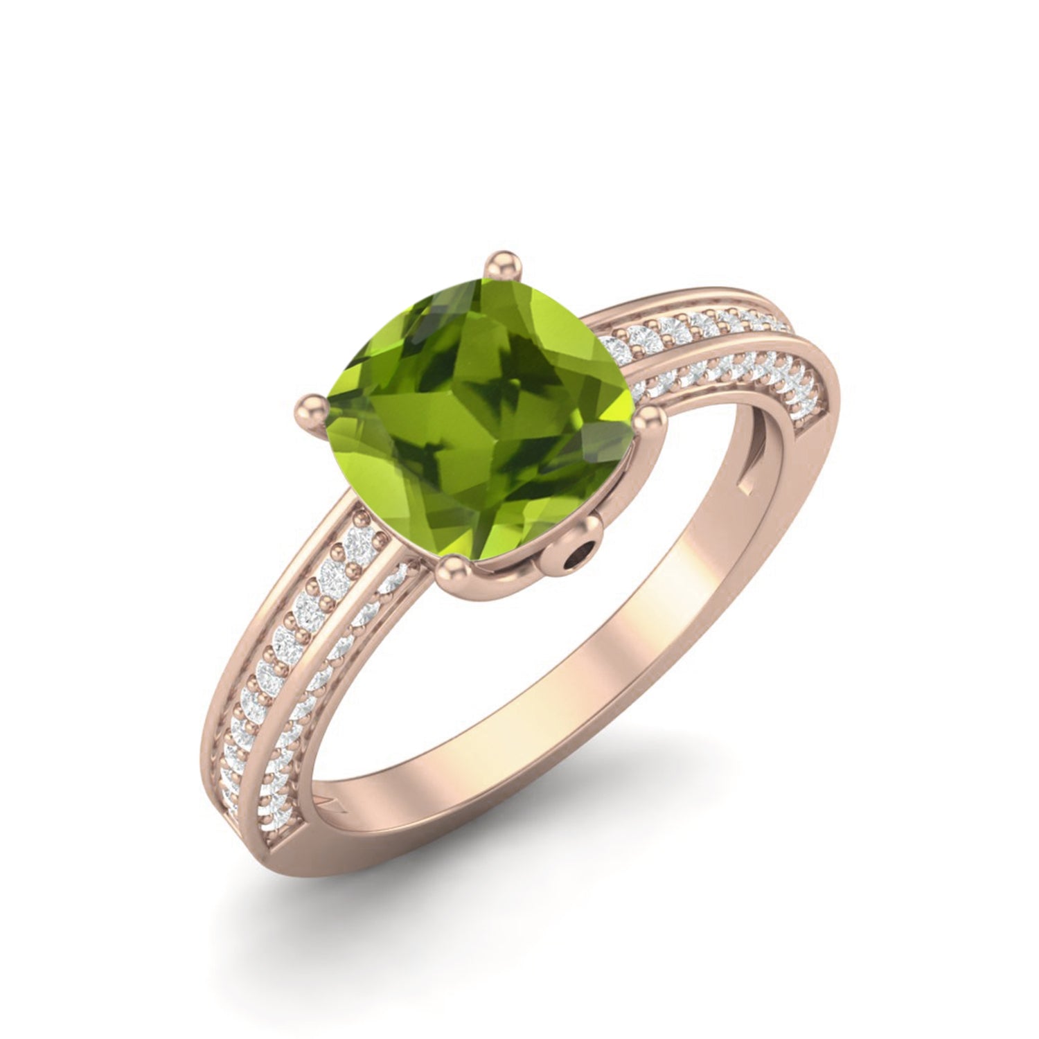 Anello di fidanzamento solitario classico con peridoto - Argento Sterling