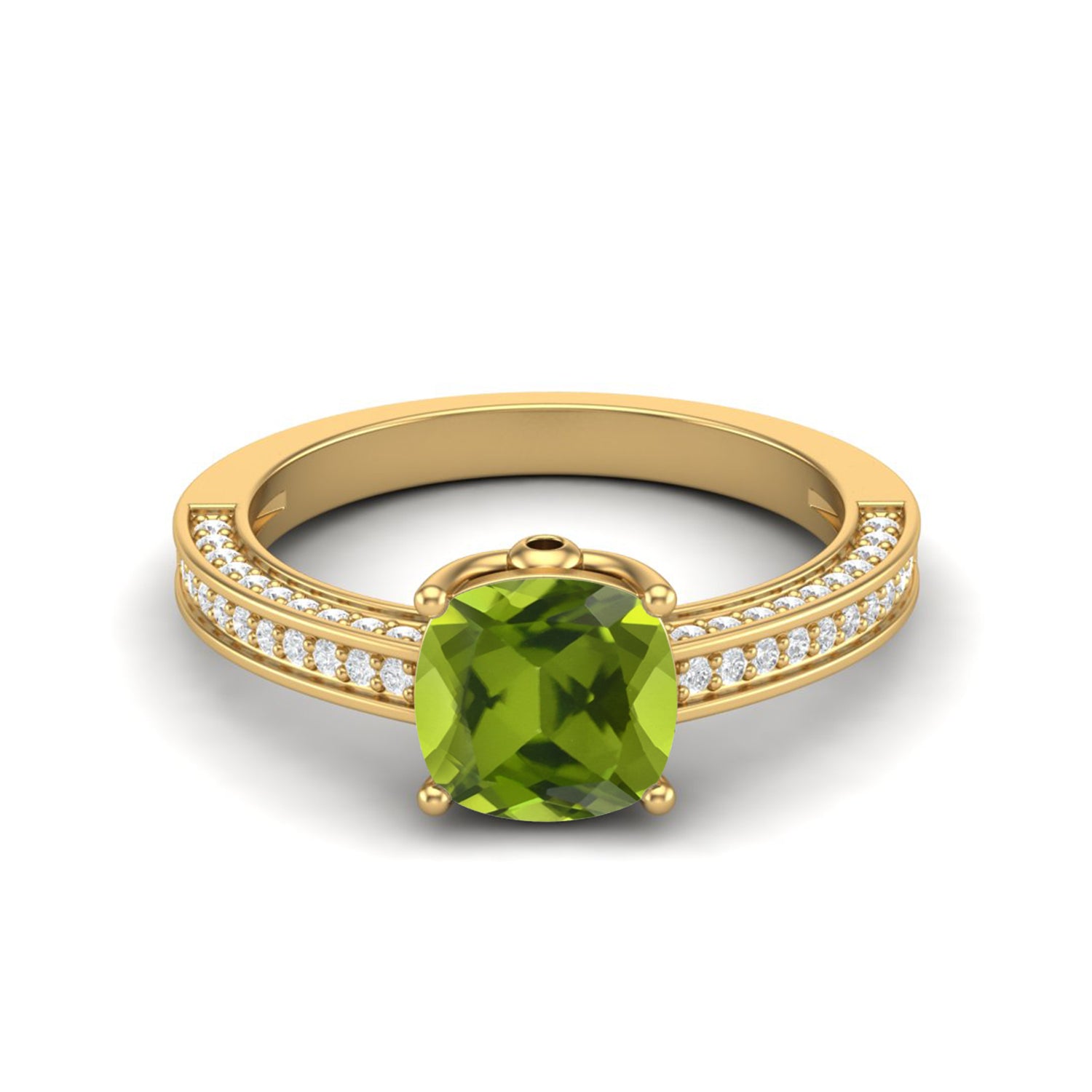 Anello di fidanzamento solitario classico con peridoto - Argento Sterling