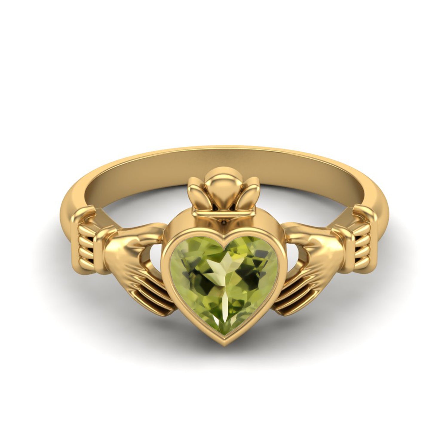Anello con promessa Claddagh irlandese in peridoto - Argento Sterling