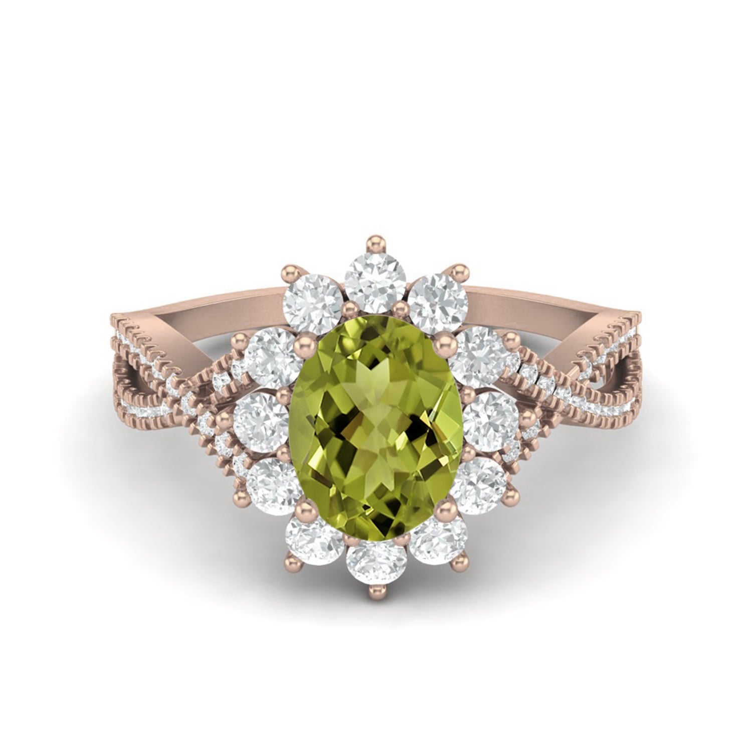 Anello solitario in peridoto ispirato alla principessa Diana - Argento Sterling