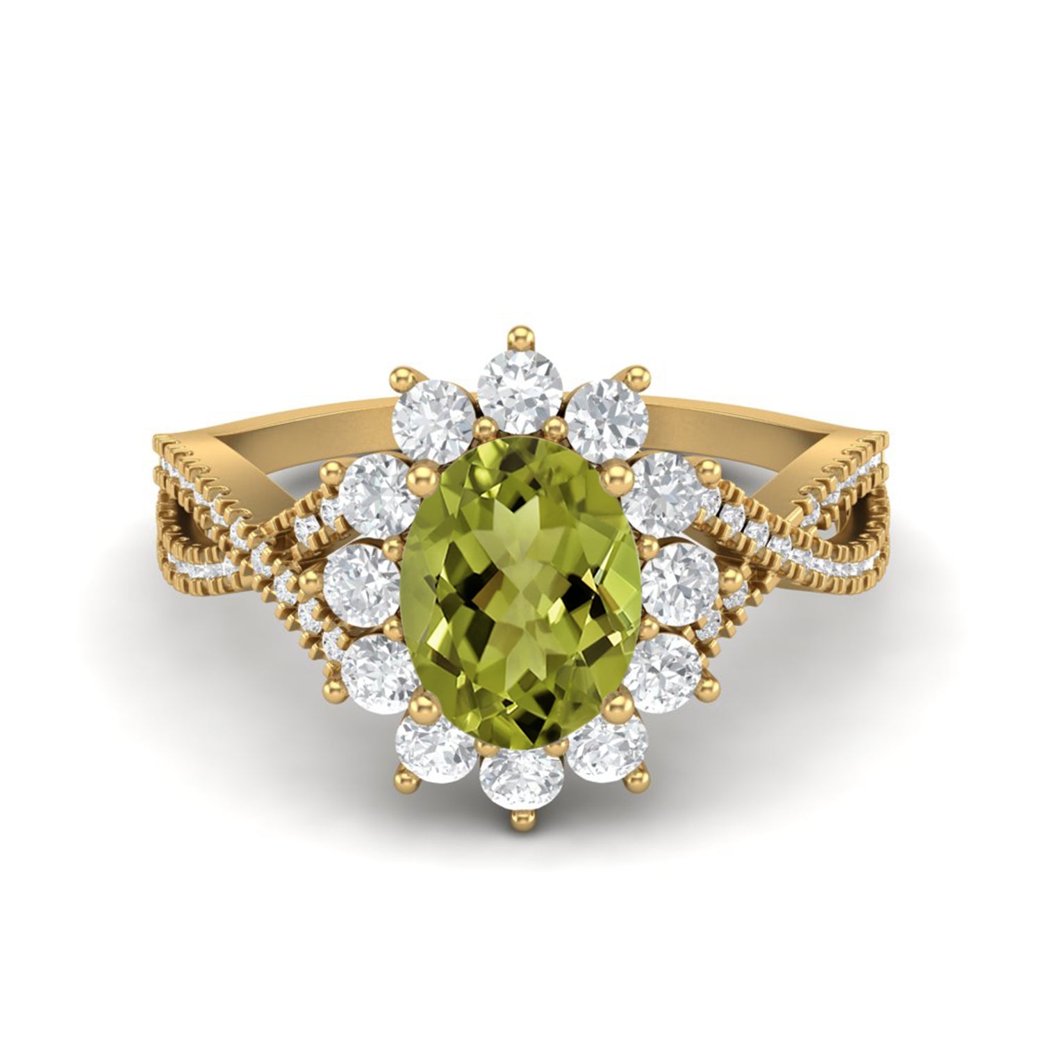 Anello solitario in peridoto ispirato alla principessa Diana - Argento Sterling