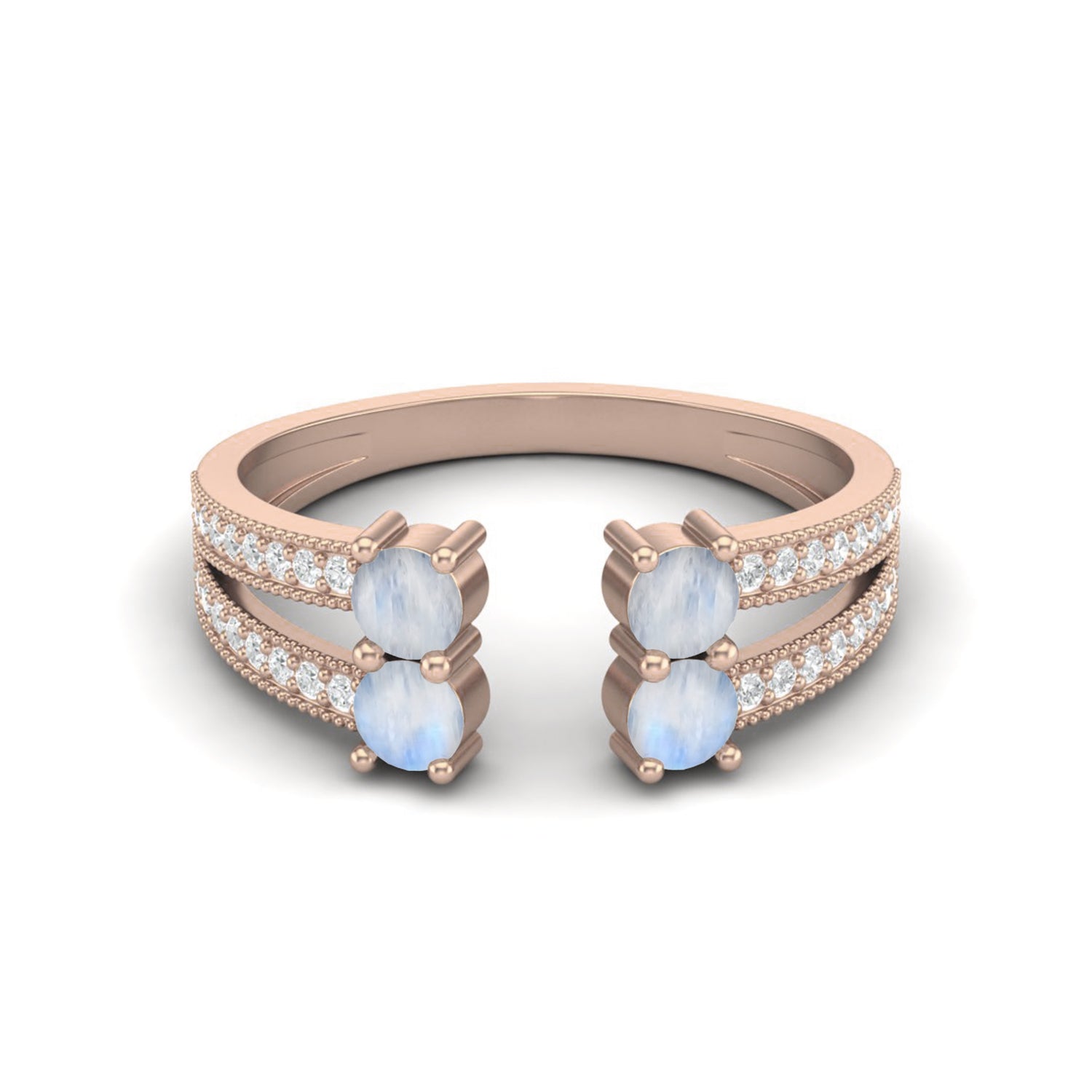 Moonstone Front Open Ring – Sterling Silver