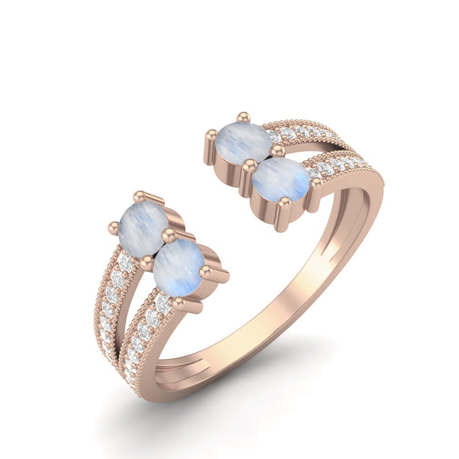 Moonstone Front Open Ring – Sterling Silver