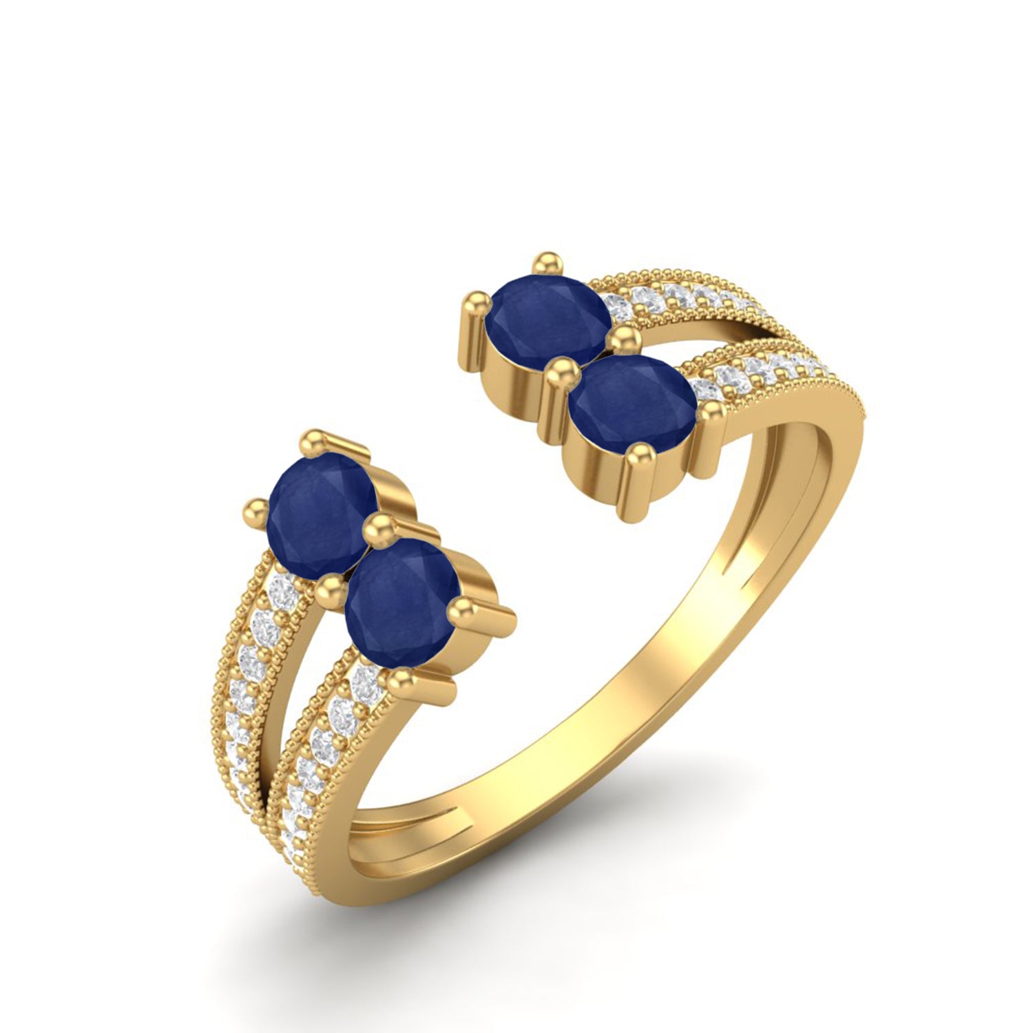 Blue Sapphire Front Open Ring – Sterling Silver