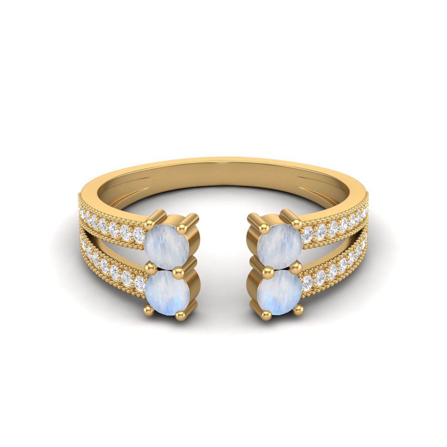 Moonstone Front Open Ring – Sterling Silver