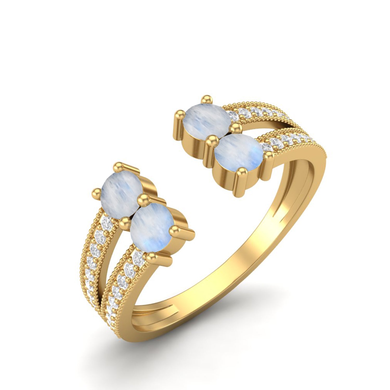 Moonstone Front Open Ring – Sterling Silver
