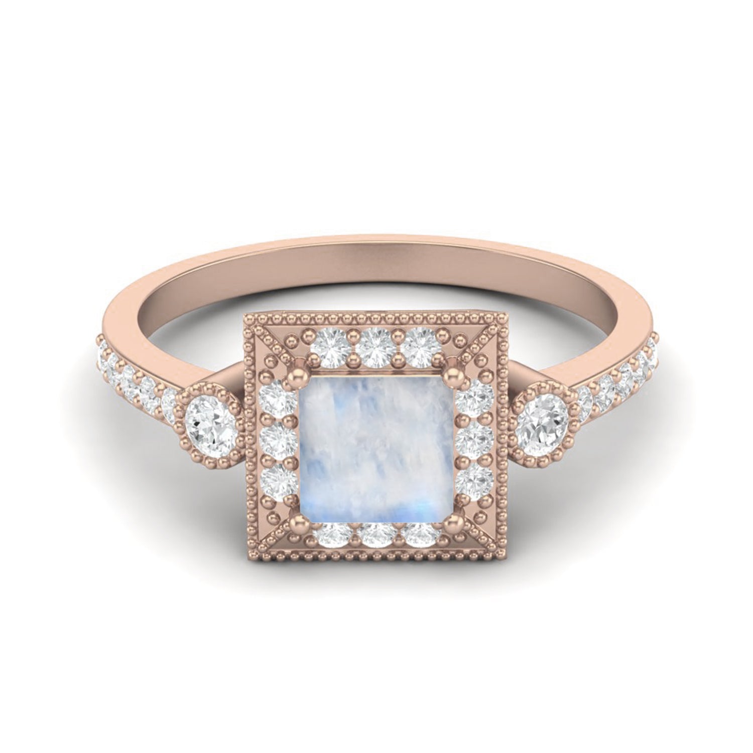 Moonstone Statement Halo Ring – Sterling Silver