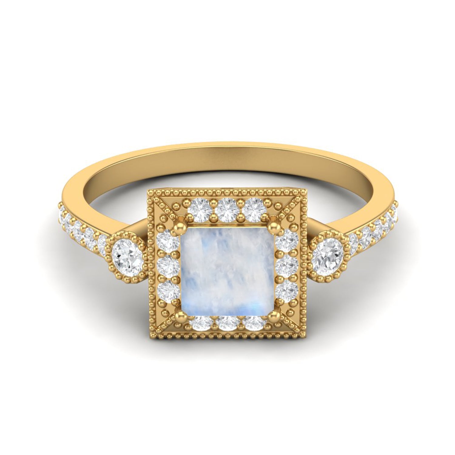 Moonstone Statement Halo Ring – Sterling Silver