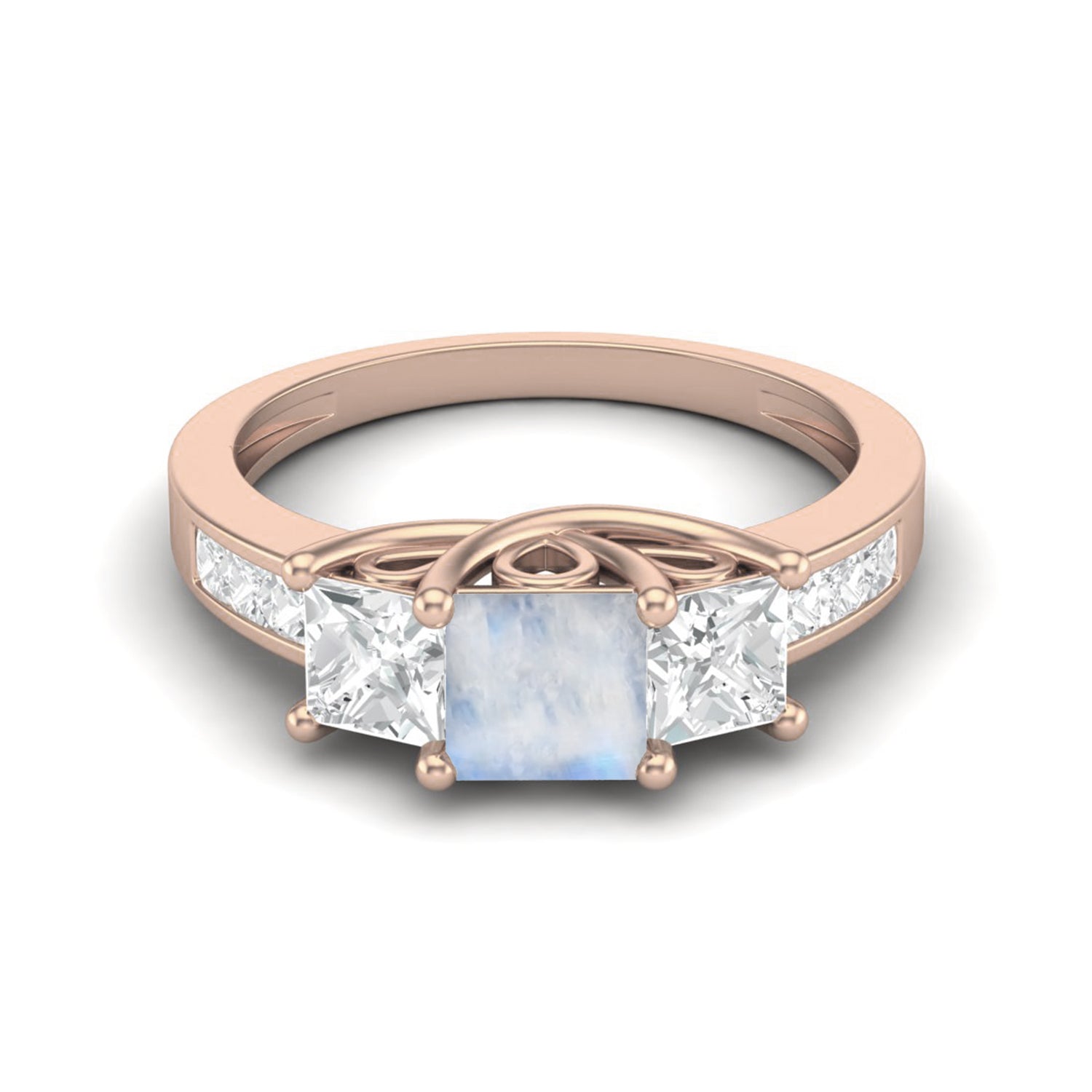 Moonstone Three-Stone Ring – Sterling Silver