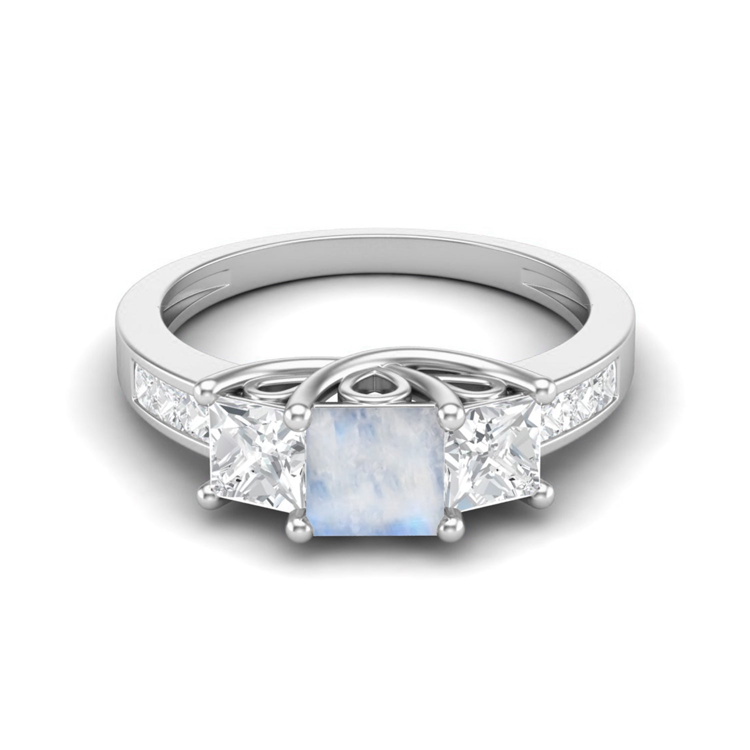 Moonstone Three-Stone Ring – Sterling Silver