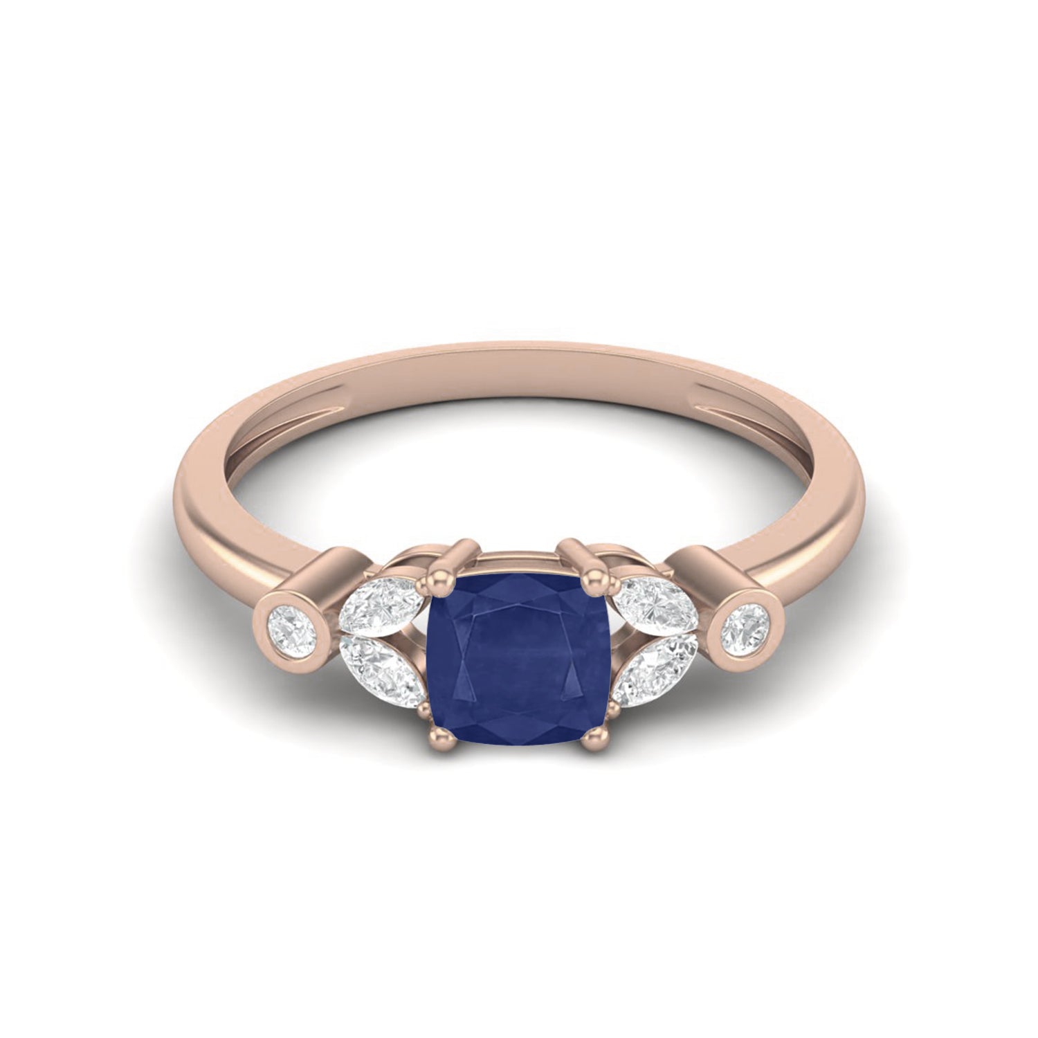 Blue Sapphire Cushion Ring – Sterling Silver