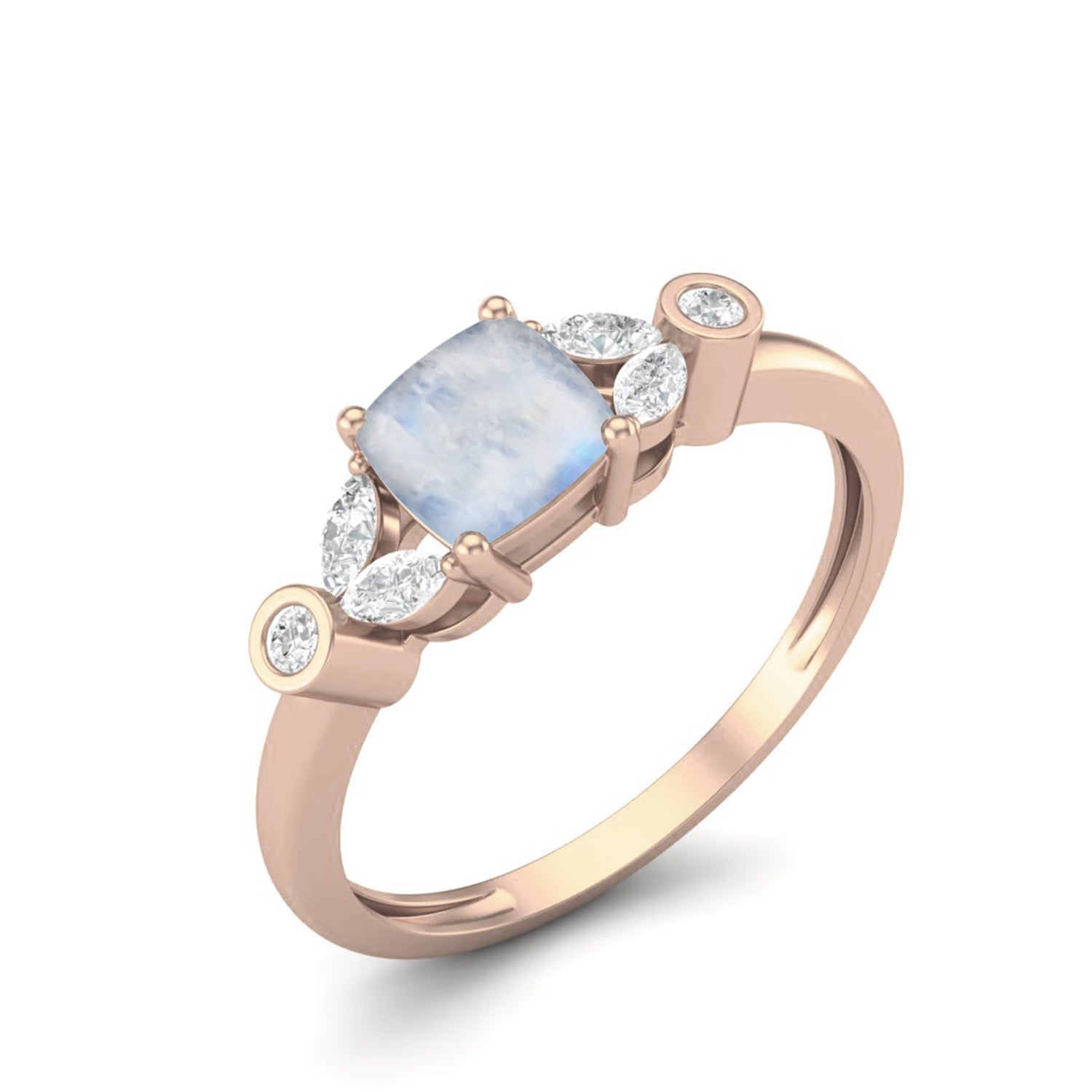 Moonstone Cushion Ring – Sterling Silver