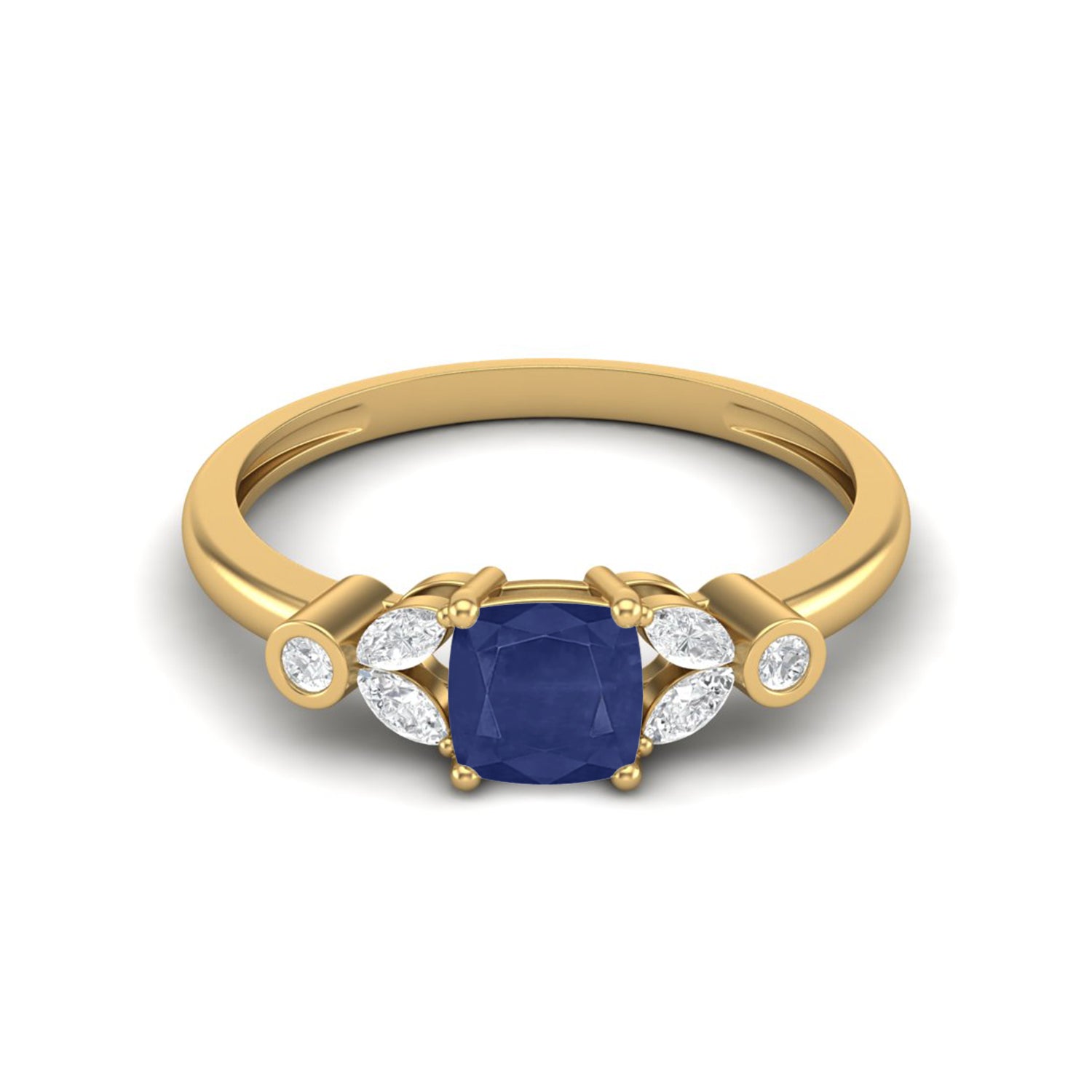 Blue Sapphire Cushion Ring – Sterling Silver